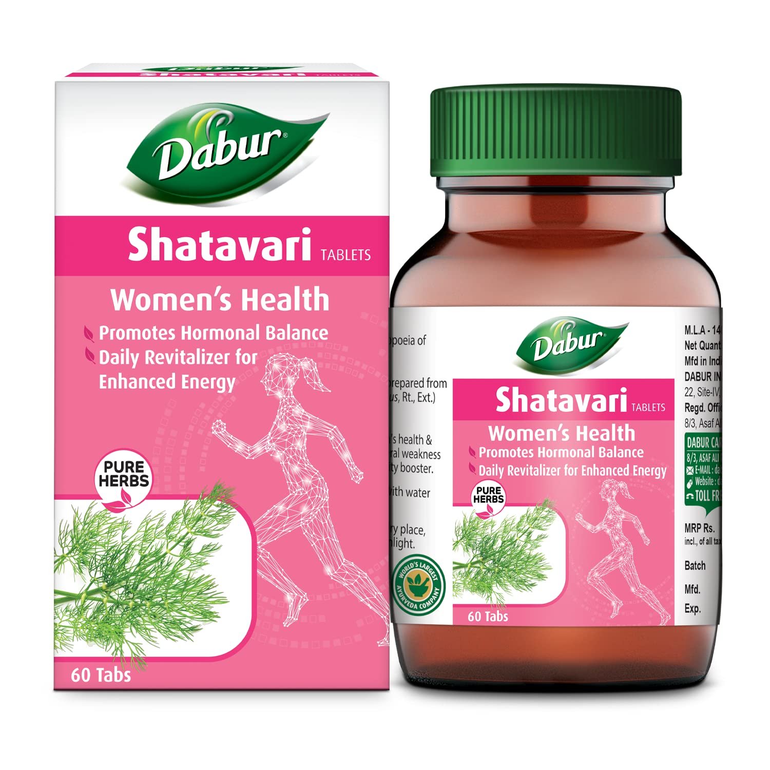 Dabur Shatavari Tablets 60 Tablets | Ayurvedic Women's Wellness Supplement | Supports Hormonal Balance & Overall Well-Being