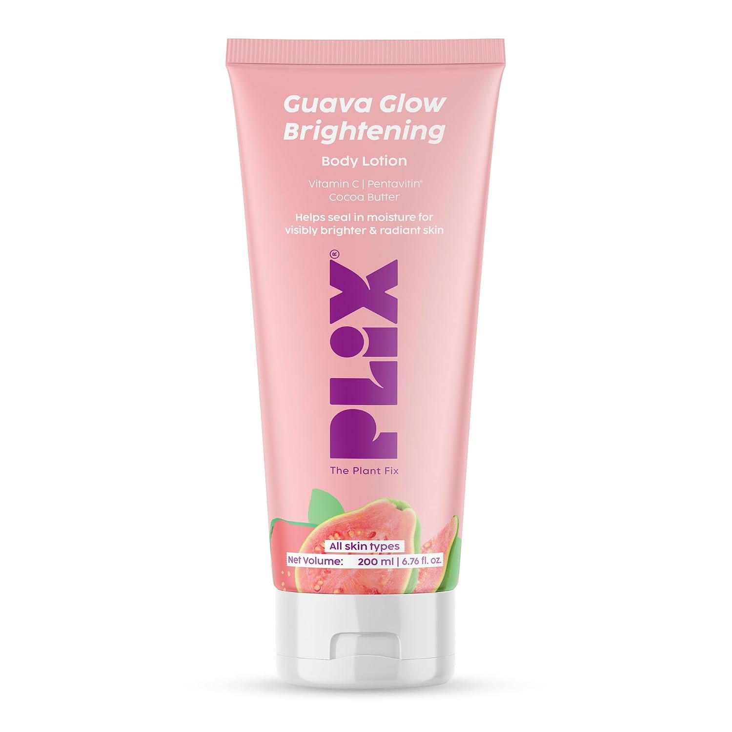 PLIX - THE PLANT FIX Guava Glow Brightening Body Lotion | Hydrates, Brightens & Evens Skin Tone | Vitamin C, Shea & Cocoa Butter | Lightweight Daily Care | 200 ml thumbnail