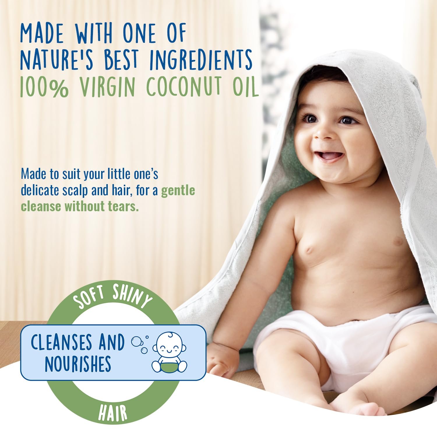 Parachute Advansed Baby Shampoo for Kids | Doctor Certified | Tear Free | Tender Coconut Water & Virgin Coconut Oil | Soft & Shiny Hair | 410ml thumbnail