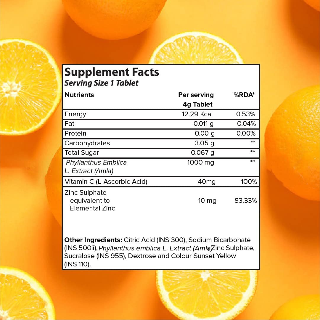 PLIX - THE PLANT FIX Vitamin C Immunity Booster 15 Effervescent Tablets,Pack Of 1 (Orange Flavour),Contains Amla And Zinc,Helps Improve Mood,Increases Energy Levels,Gluten-Free,Non-Gmo,Vegan thumbnail
