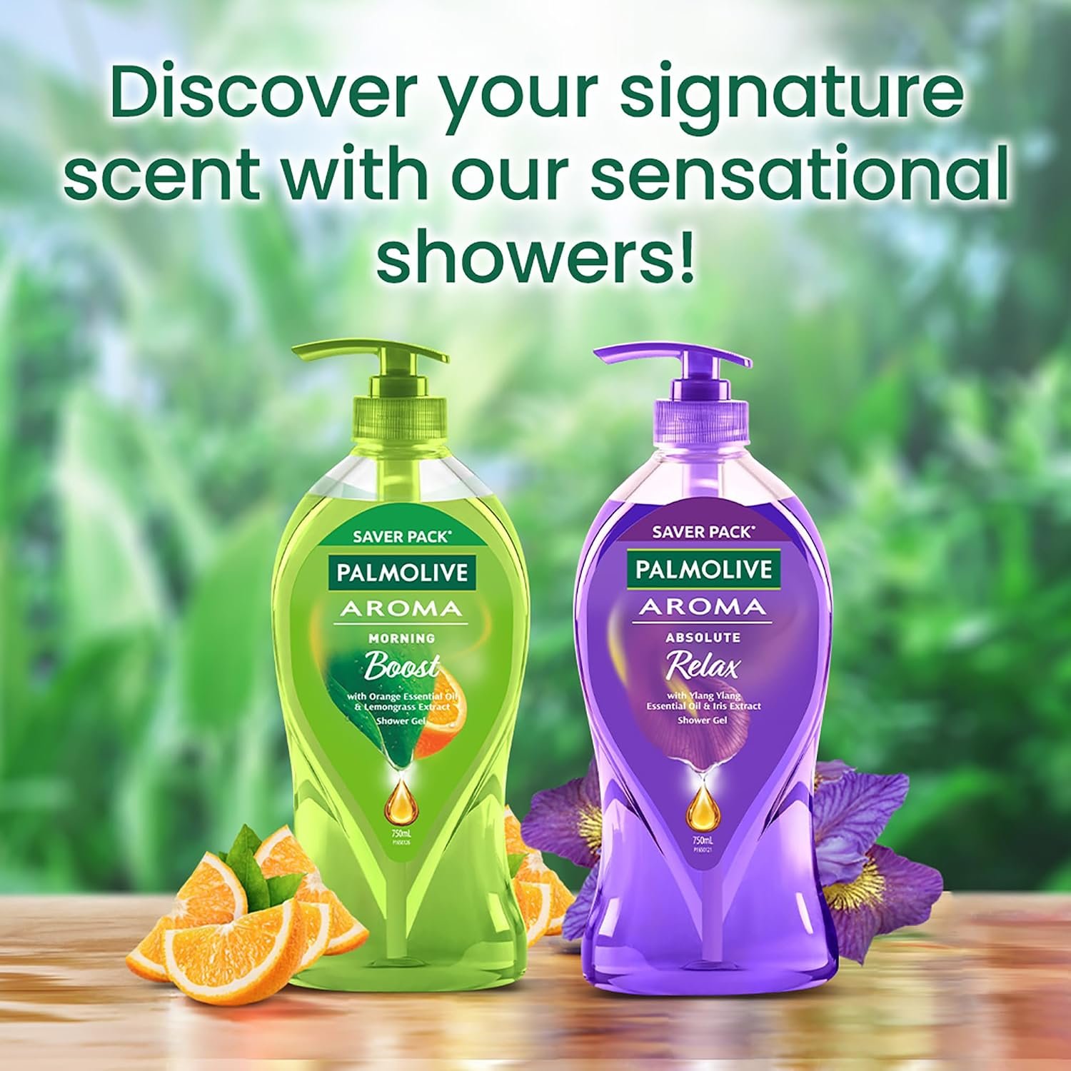 Palmolive Aroma Absolute Relax Body Wash, Gel Based Shower Gel with 100% Natural Ylang Ylang Essential Oil & Iris Extracts - pH Balanced, No Parabens, No Silicones, 750ml Pump thumbnail
