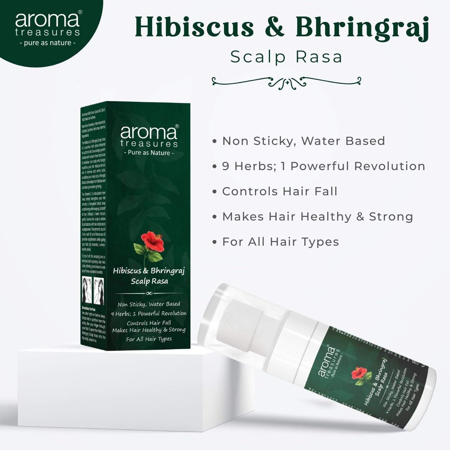 Aroma Treasures Hair Growth Serum For Scalp (Spray), Hibiscus & Bhringraj Scalp Rasa, Controls HairFall & Boosts New Hair Growth, In-Vivo Tested, For Men & Women | 60ml thumbnail