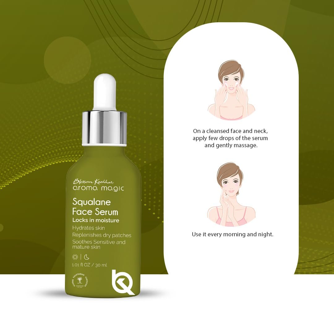 Aroma Magic Squalane Lightweight Face Serum | For Skin Hydration, Provides light Moisturization & Reduces Fine Lines, Restore Dry Patches| 30 ml thumbnail