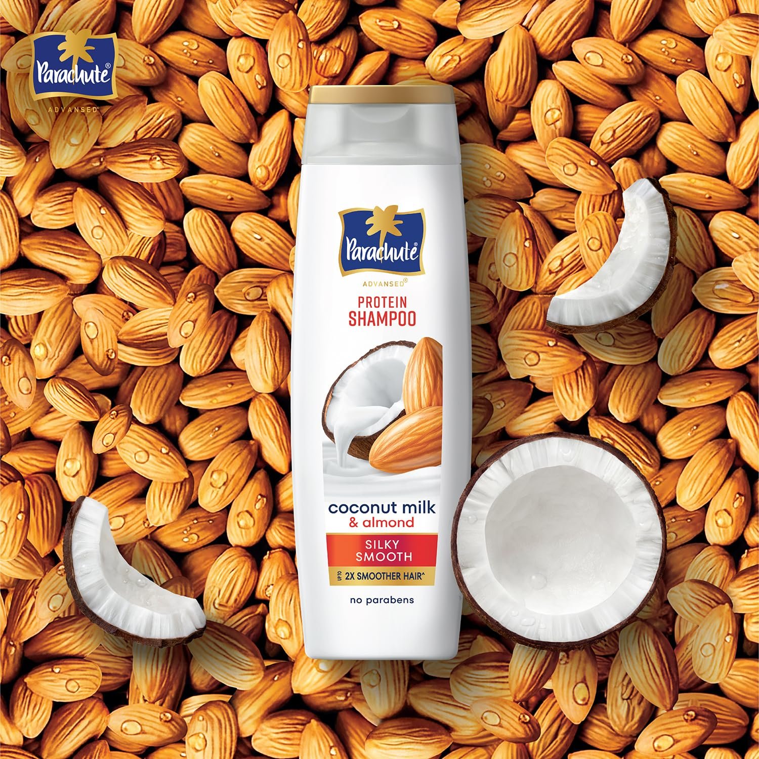Parachute Advansed Protein Shampoo with Coconut Milk & Almond | Up to 2X smoother hair | Silky smooth | Protein Lock Technology | Paraben free | For Men & Women | 340ml thumbnail