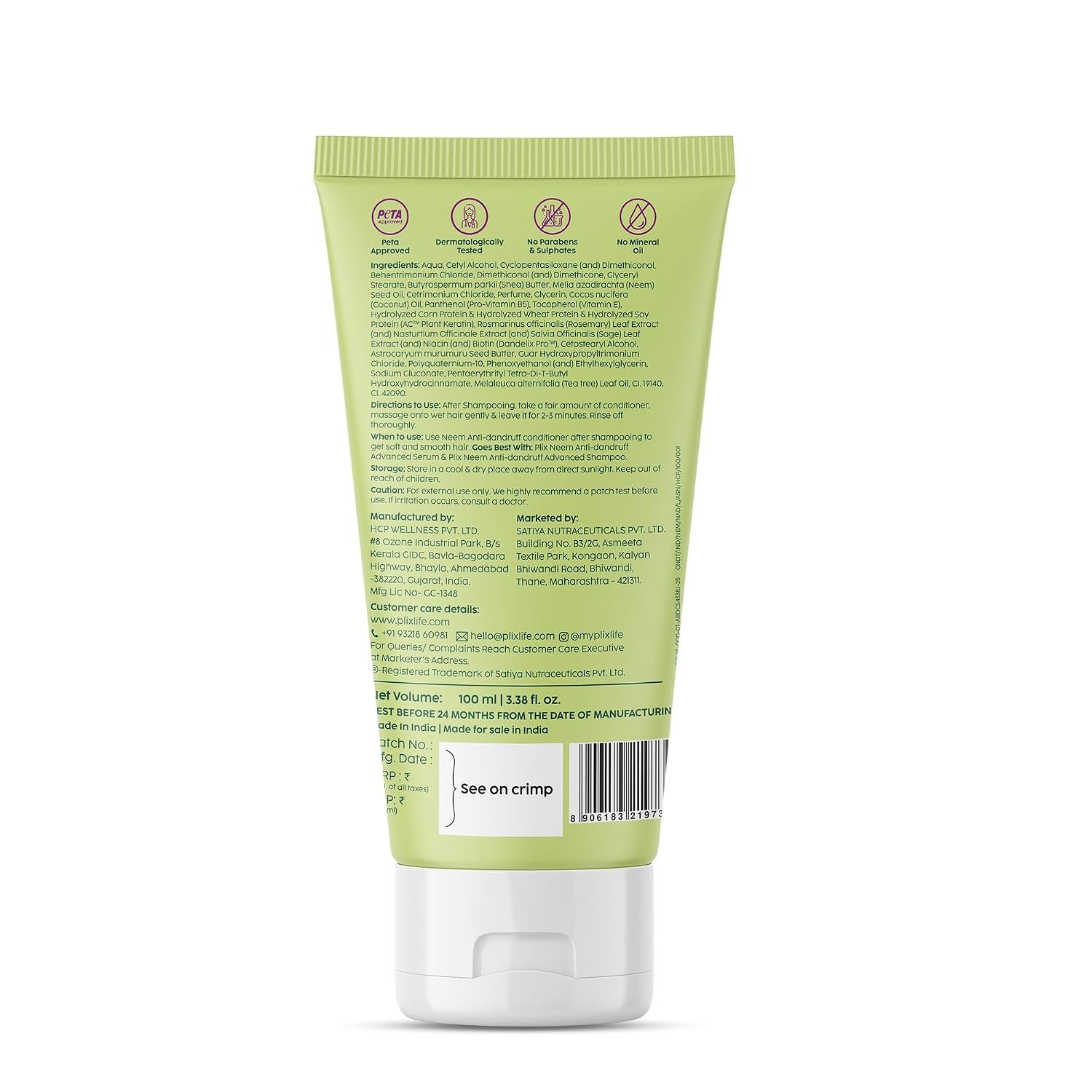 PLIX - THE PLANT FIX Neem Anti-Dandruff Advanced Conditioner | Reduces Dandruff, Dryness & Frizz | With Dandelix Pro™ & Murumuru Butter | Locks in Moisture | Paraben & Sulphate Free | 100 ml thumbnail
