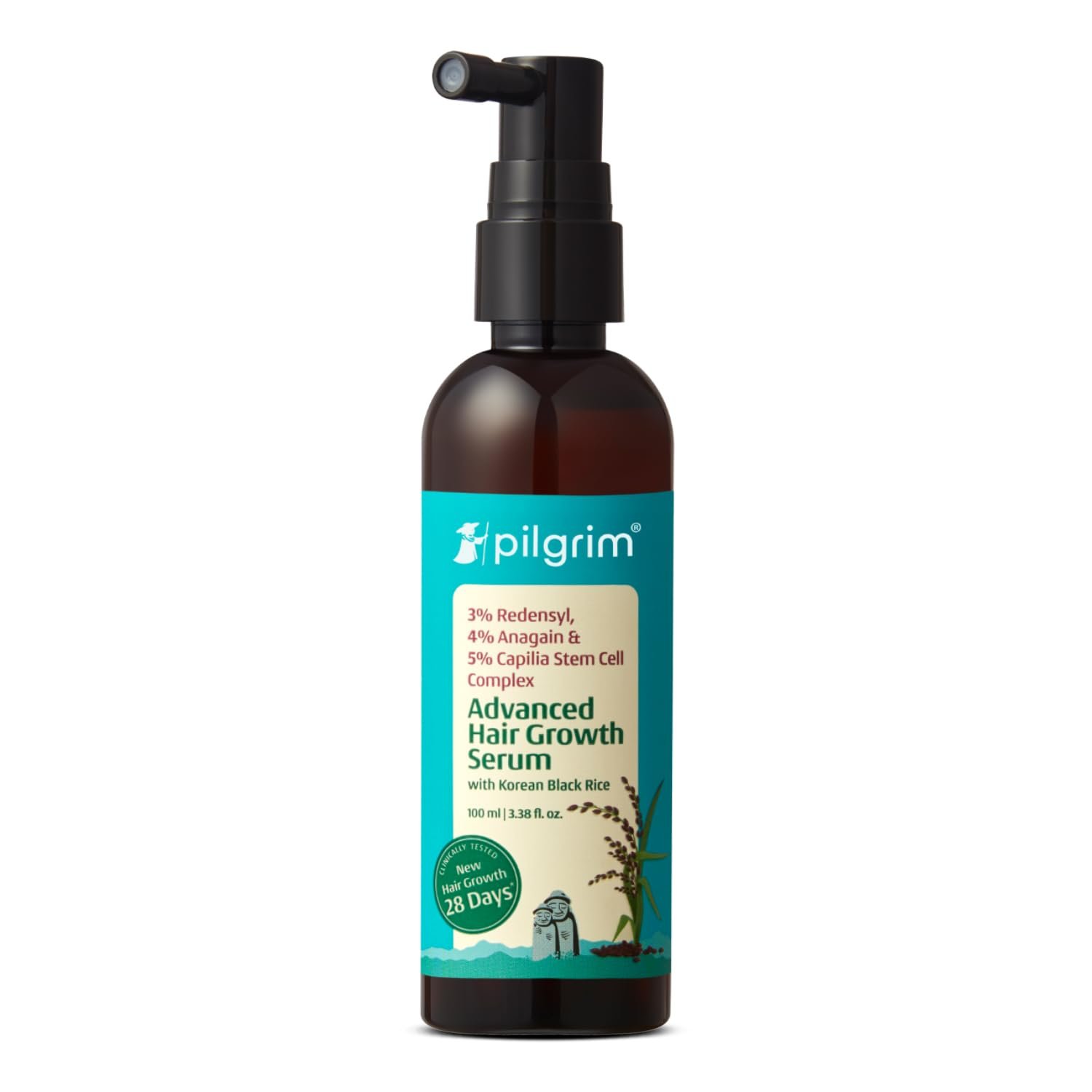 Pilgrim Advanced Hair Growth Serum with 3% Redensyl & 4% AnaGain -100ml New Hair Growth in 28 Days, Korean Black Rice, Rosemary, Reduce Hair Fall, Hair Regrowth, Increase Hair Density, Thick