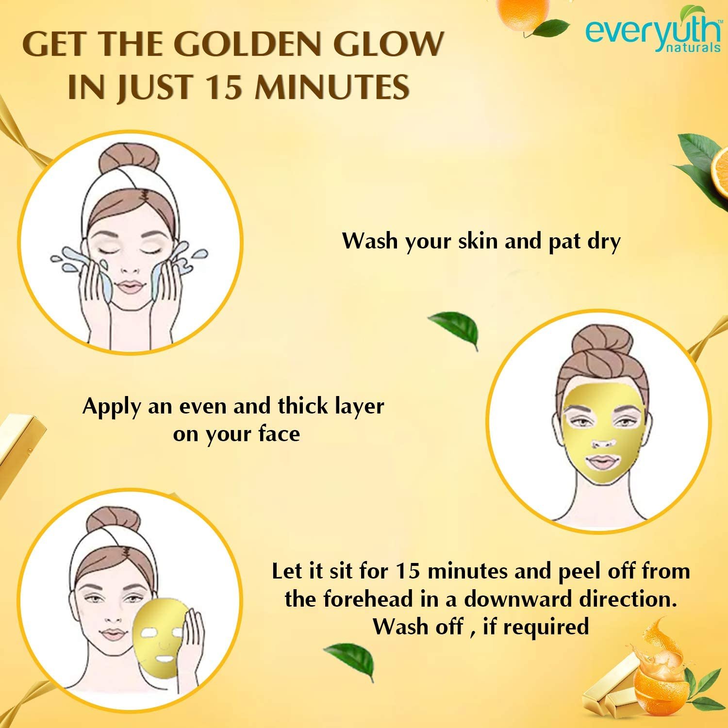 Everyuth Natural Advanced Golden Glow Peel Off Mask for Instant Glow Skin, 100 gm thumbnail