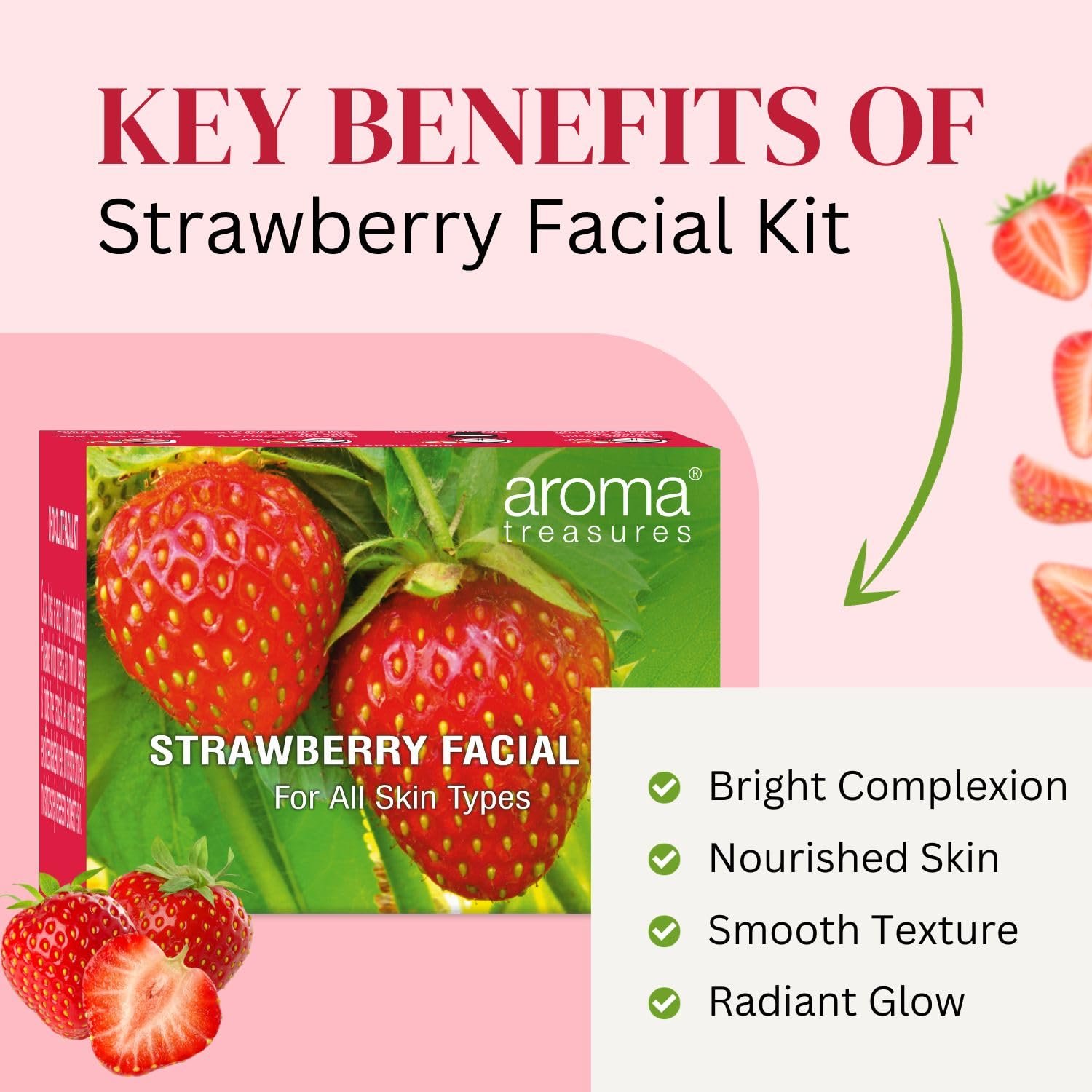 Aroma treasures Strawberry facial kit - for all skin type (One time use) thumbnail