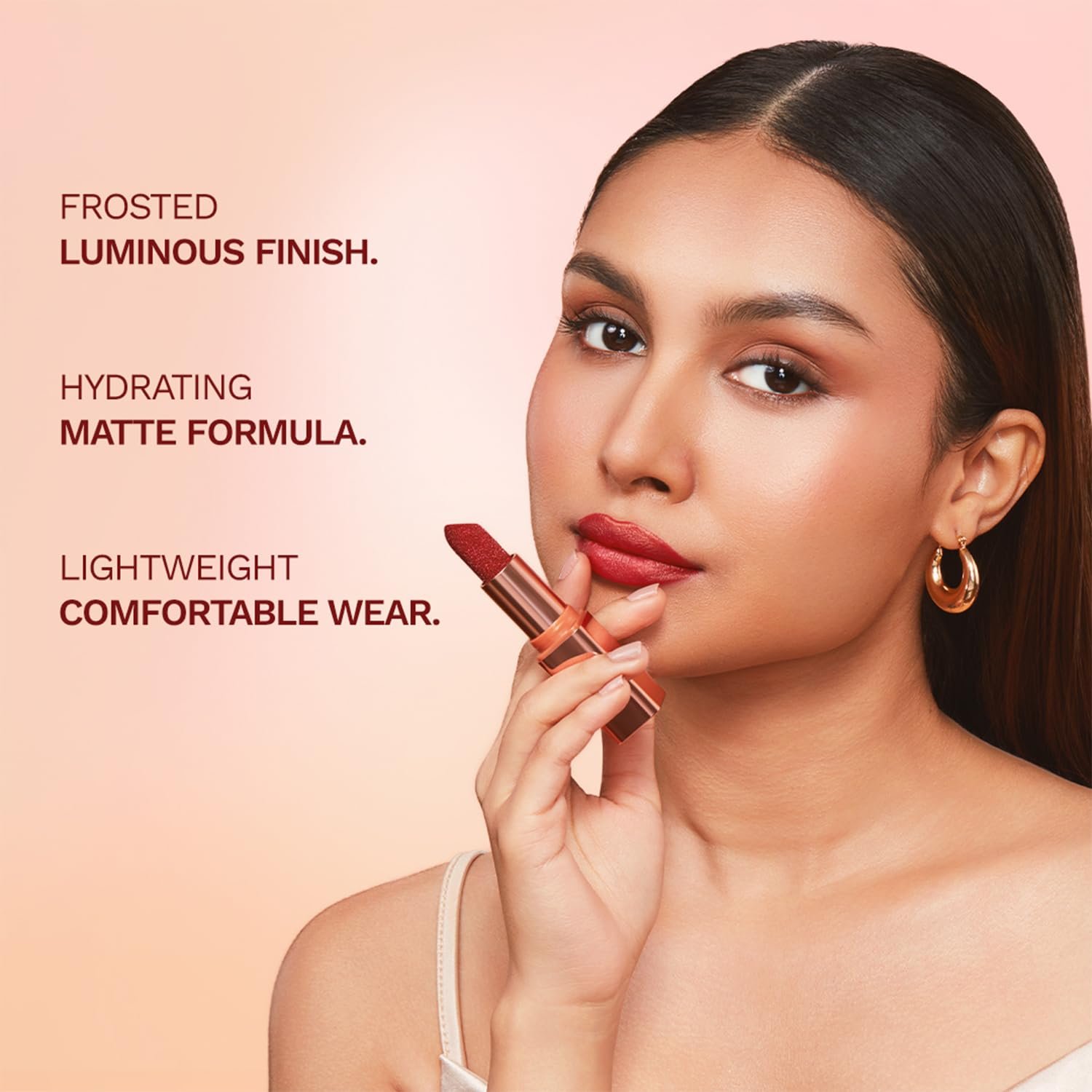Pilgrim Glitter Lipstick For Women 4.2gm | Dubai Luxe Lifestyle - The Khalifa Shade | Lipstick Infused with Vitamin E & Olive Oil | Glitter Formula With Matte Finish | Non Drying thumbnail