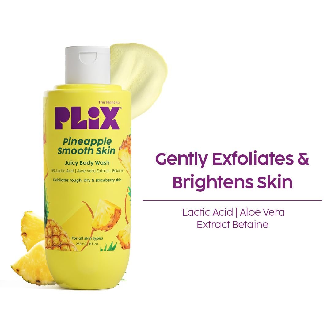 The Plant Fix Plix Pineapple 5% Lactic Acid Exfoliating Body Wash For All Skin Types, Paraben-Free Shower Gel, For Dry, Rough & Strawberry Skin, 236 Ml thumbnail