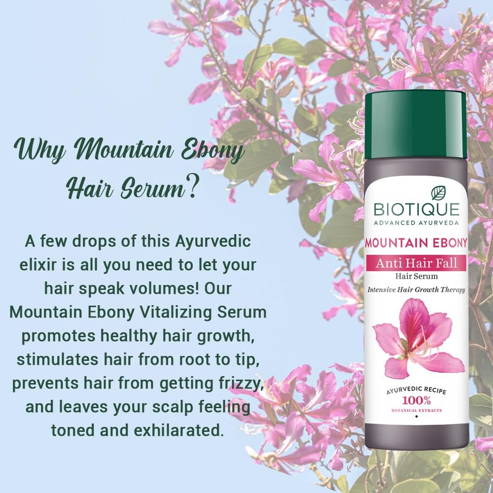 Biotique Bio Mountain Ebony Vitalizing Serum | Prevents Hair Fall & Soothes Scalp| Promotes Hair Growth | 100% Botanical Extracts | Suitable for All Skin Types | 120ml thumbnail