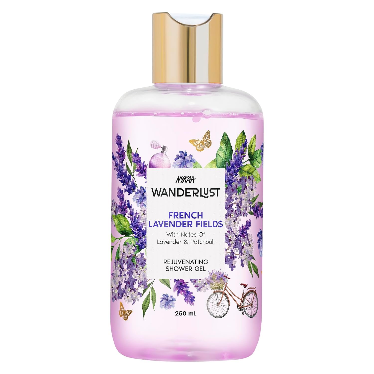 Nykaa Wanderlust French Lavender Relaxing & Destressing Floral Perfume Body Wash, with Patchouli, Vitamin E & Glycerine, Hydrating Shower Gel for Smooth & Soft Skin, Long-lasting Fragrance, thumbnail