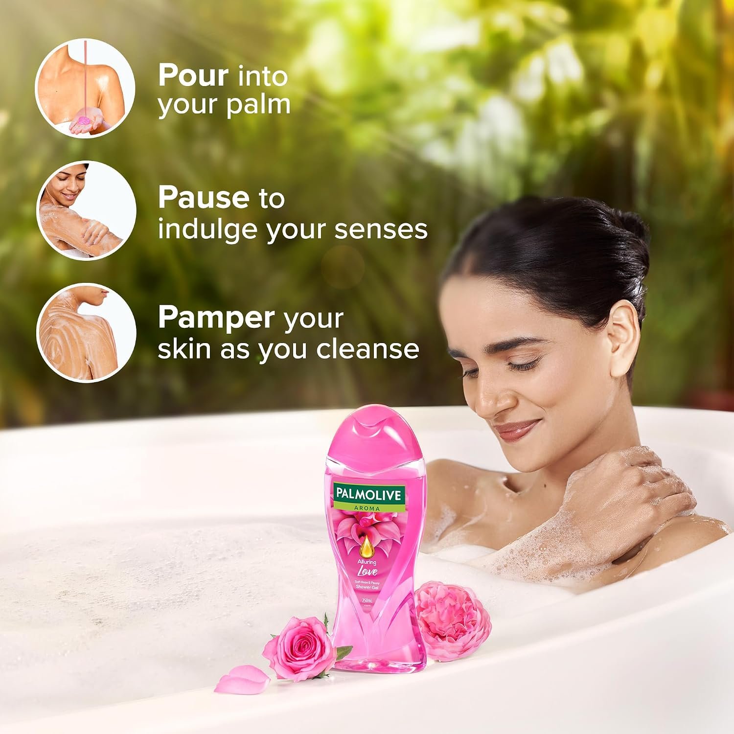 Palmolive Soft Rose & Peony Aroma Alluring Love Body Wash | Mood boosting fragrance | Brightening | For youthful, hydrated skin | No paraben & silicone, pH balanced, Body Wash 250ml thumbnail