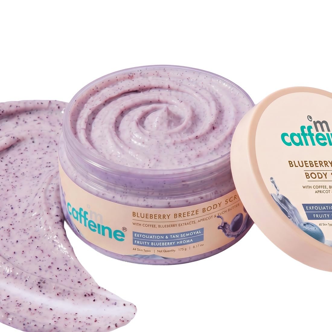 Mcaffeine Blueberry Breeze Body Scrub for Glowing Skin With Coffee, Apricot & Shea Butter | Removes Tan, Nourishes, Moisturizes | Exfoliating Scrub | Fruity Aroma for Men & Women - 175G