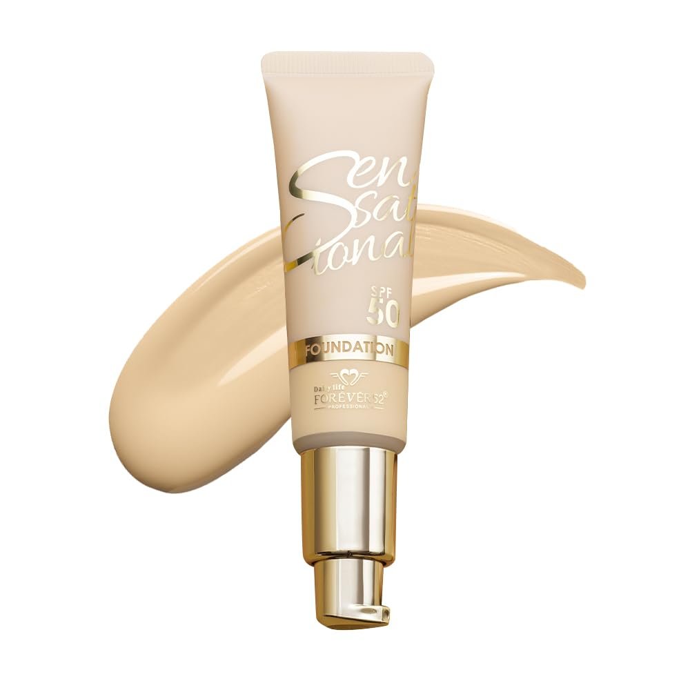 Daily Life Forever52 Sensational SPF 50+ Liquid Foundation For All Skin Type (Ginger-02, 30ML) Enriched with Hyalorinic Acid. Niacinamide and Vitamin E| Upto 12Hrs Longlasting Radiant Finish