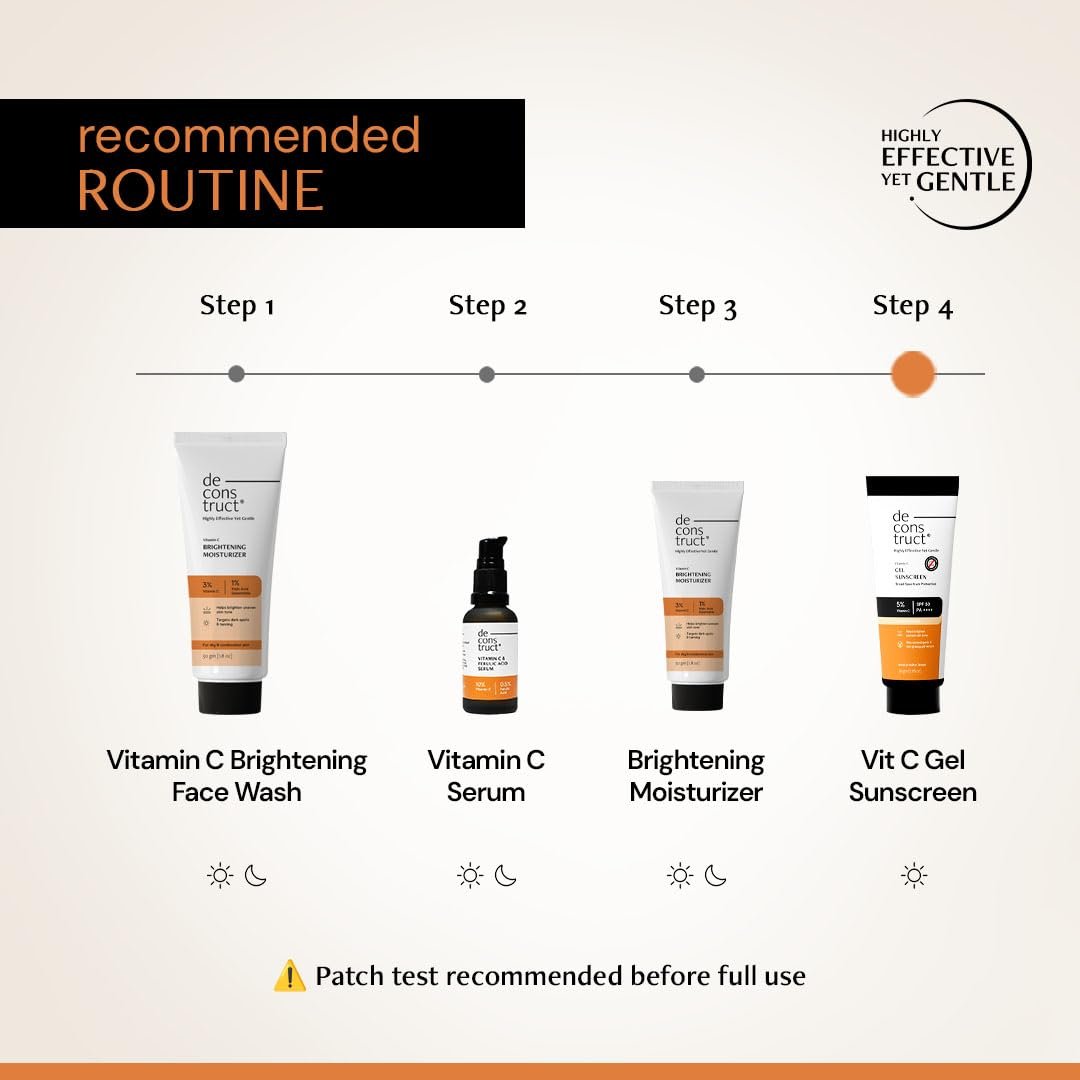 Deconstruct 5% Vitamin C Gel Sunscreen for Oily Skin SPF 50 PA++++ | Brightens Skin Tone | New Gen UV Filters | Lightweight & Non-greasy | In vivo tested | For Men & Women - 50g thumbnail
