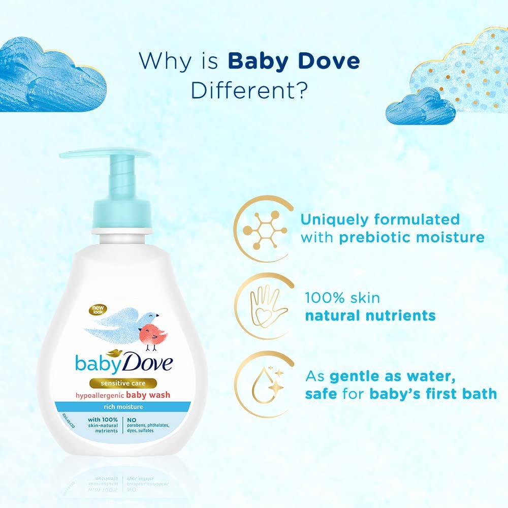 Baby Dove Rich Moisture Hair to Toe Baby Wash 200 ml, No Tears Body Wash for Baby's Soft Skin - Hypoallergenic, No Sulphates, No Parabens thumbnail