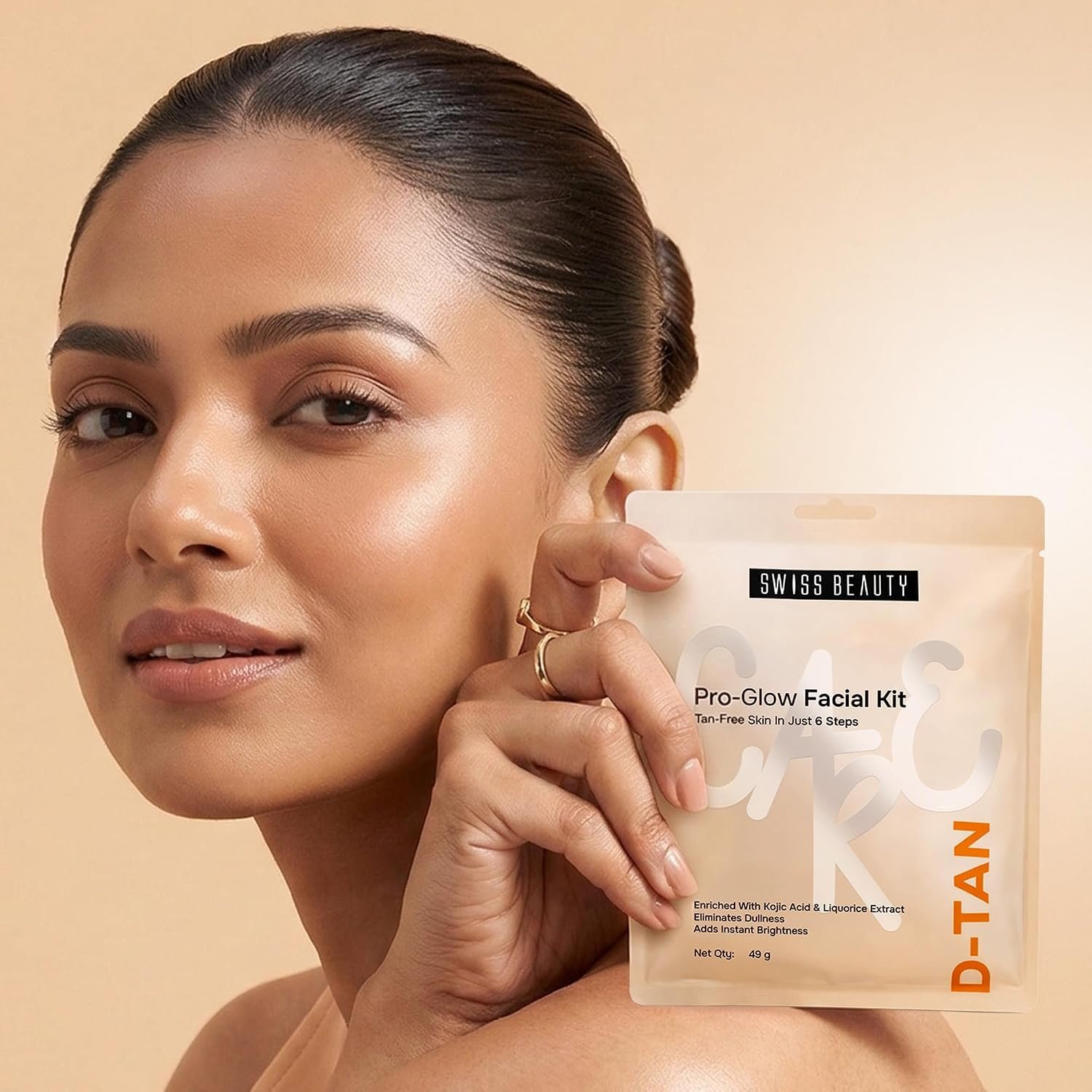 Swiss Beauty Care D-Tan Pro-Glow Facial Kit | Eliminates Tanning | Minimises Pigmentation & Uneven Skin Tone | Boosts Brightness | With Kojic Acid & Liquorice Extract | 49g thumbnail