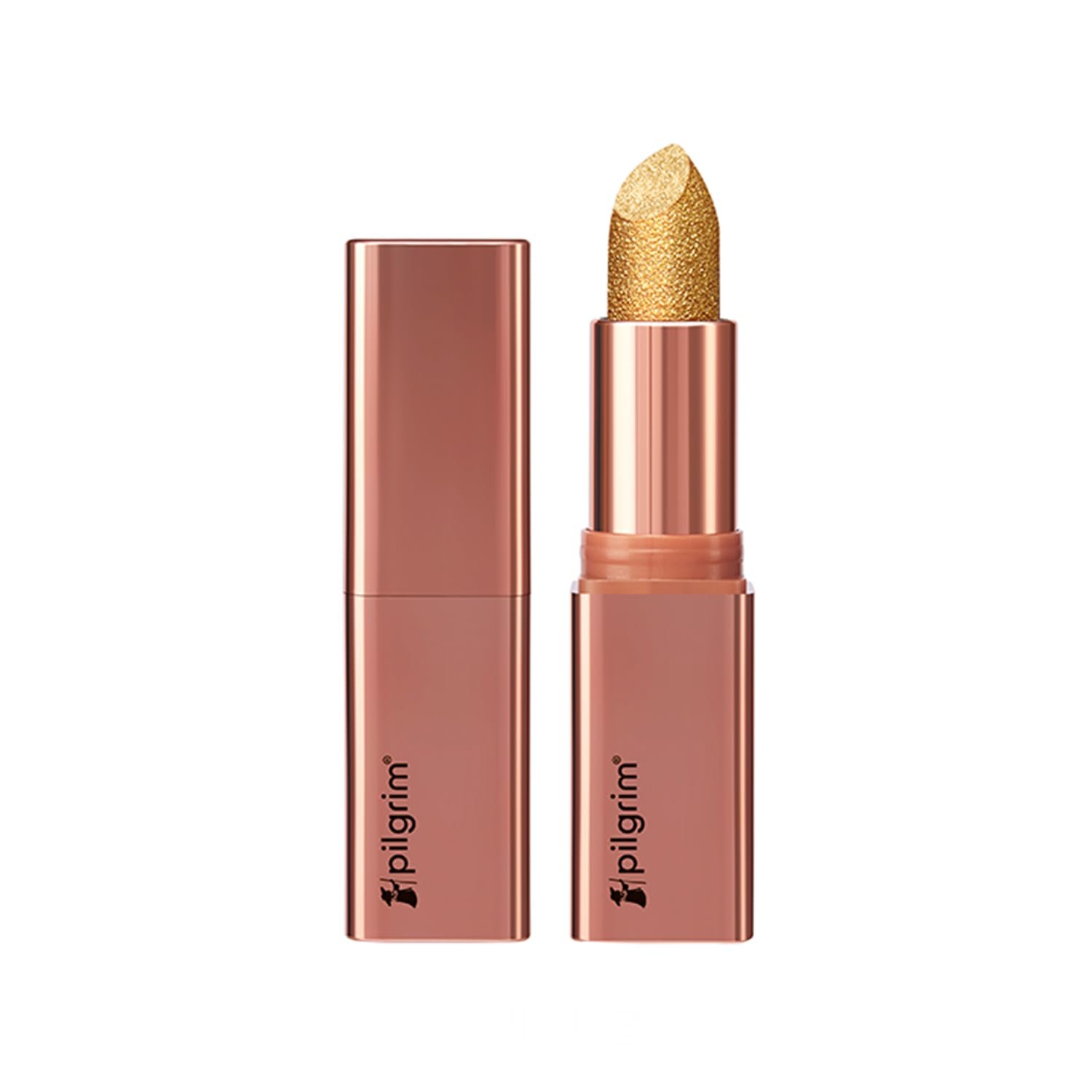 Pilgrim Glitter Lipstick For Women 4.2gm | Dubai Luxe Lifestyle - Dubai Gold Shade | Lipstick Infused with Vitamin E & Olive Oil | Glitter Formula With Matte Finish | Non Drying thumbnail