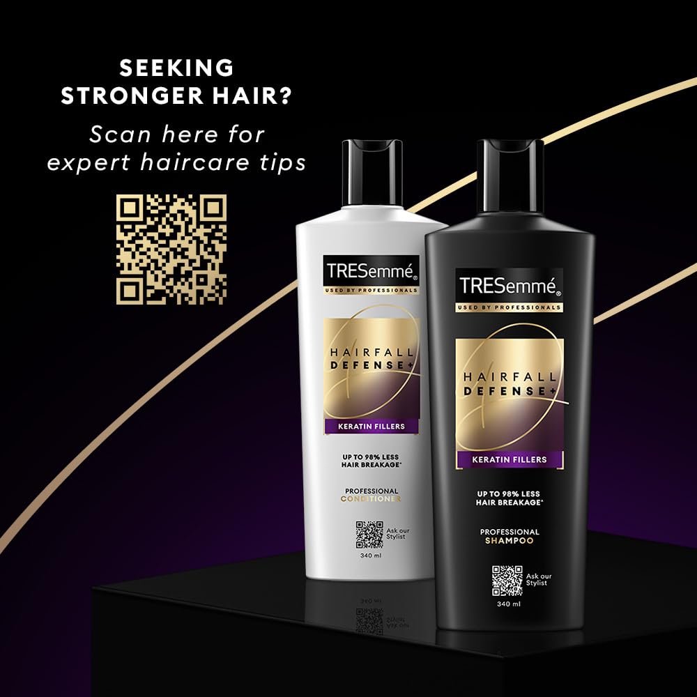 TRESemme Hairfall Defense+ Shampoo 180ml With Keratin Fillers | Longer and Stronger hair | Prevents Hair Fall due to Breakage | Paraben-Free thumbnail