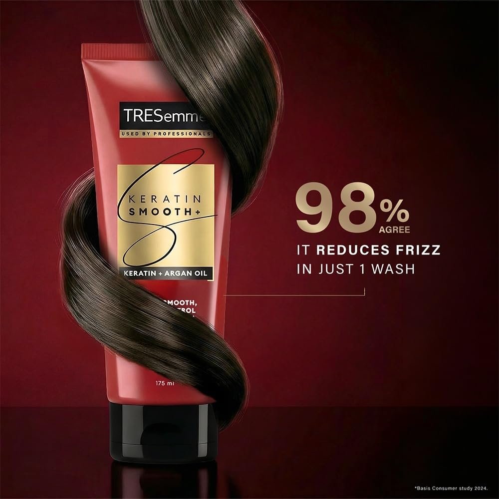 TRESemmé Keratin Smooth Anti Frizz Conditioner 335ml | 72H Frizz Control with Keratin Protein & Argan Oil | Paraben Free Hair Conditioner for Dry Frizzy Hair thumbnail