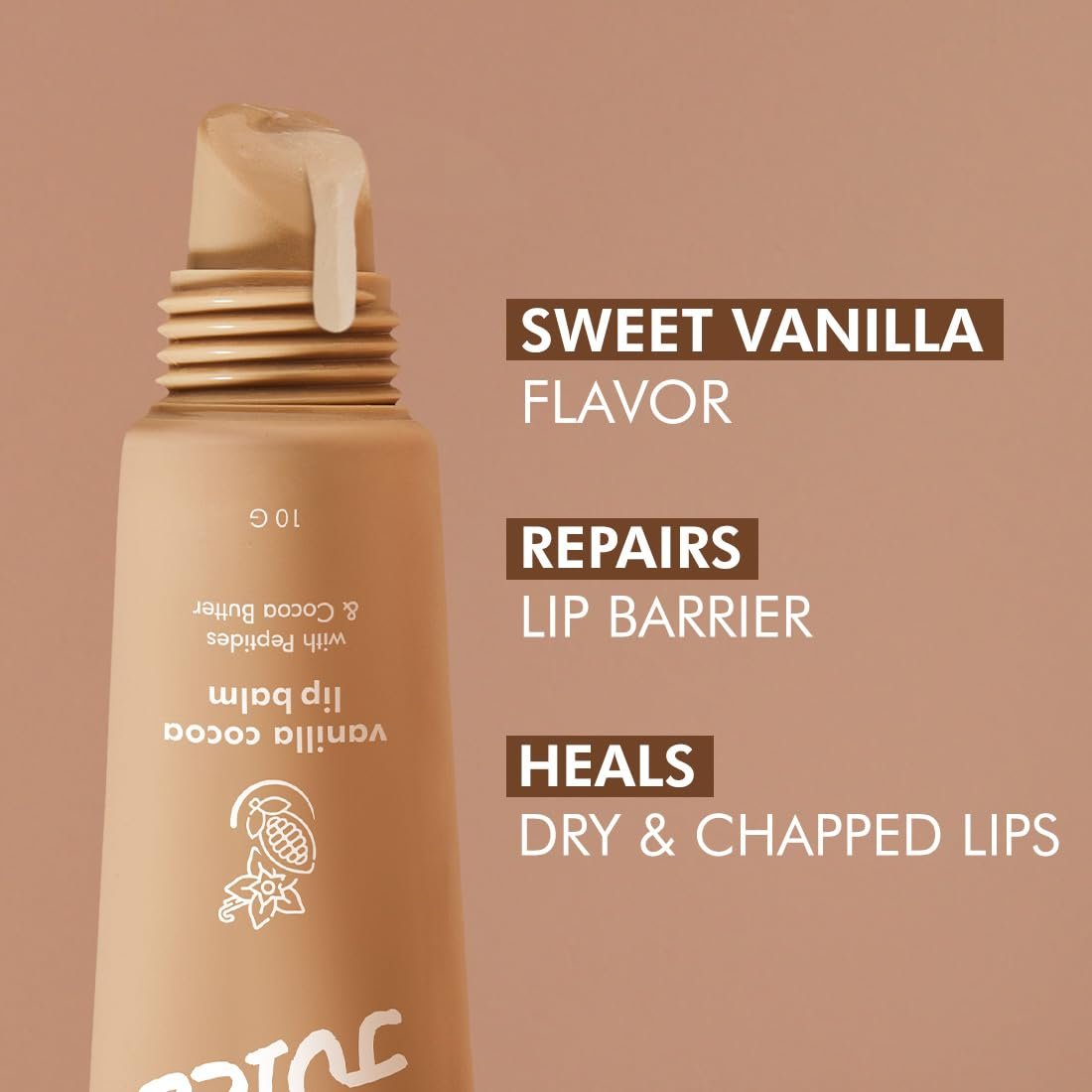 mCaffeine Lip Juice Vanilla Cocoa Lip Balm | 24 hrs Moisturization | Sweet Vanilla Flavor | With Peptides, Cocoa Butter & Vitamin E | Heals Dry & Chapped Lips | Lip Balm For Men & Women - 10 thumbnail