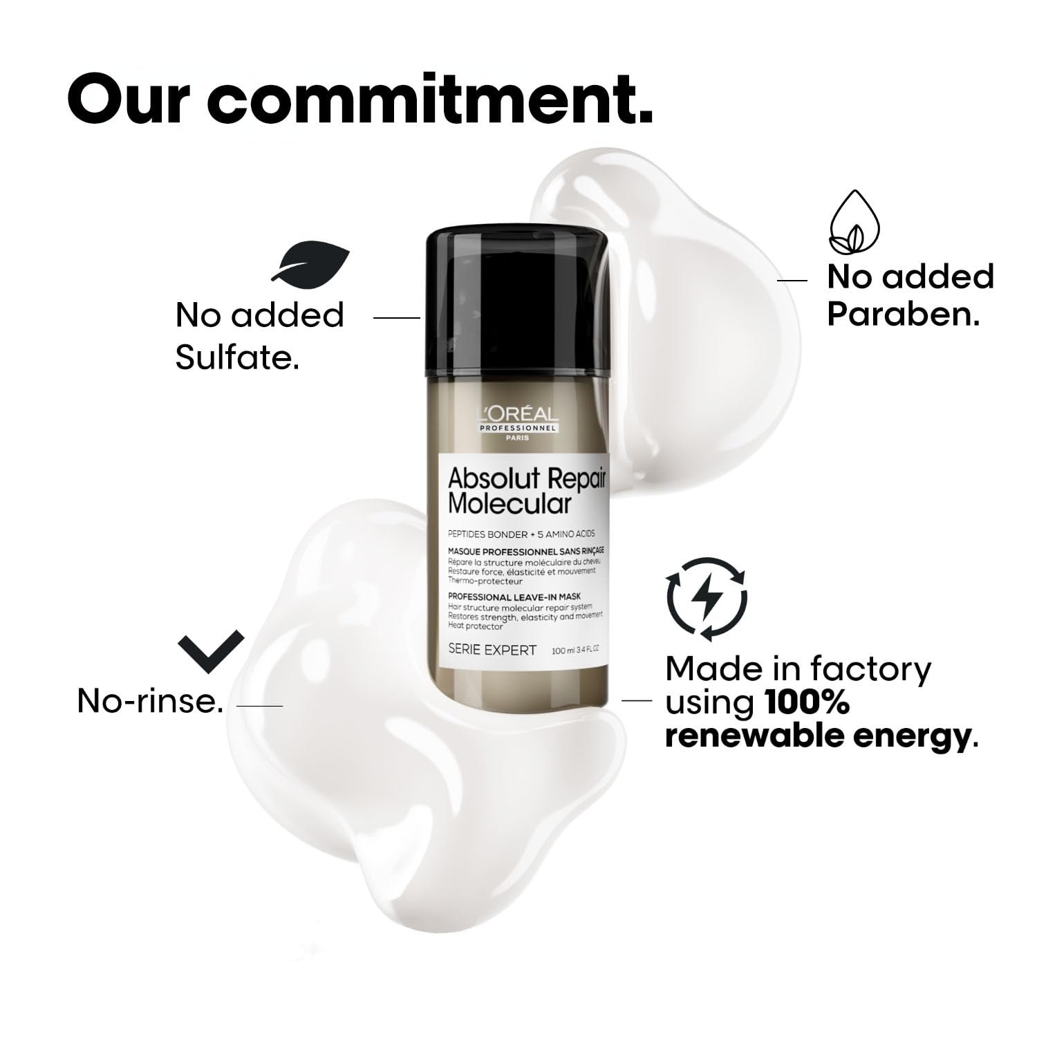L'Oréal Professionnel Absolut Repair Molecular Deep Repairing Leave-in Mask for Damaged Hair | Repair up to 2 years of damage, in one use | 2% peptides bonder + 5 amino acids thumbnail