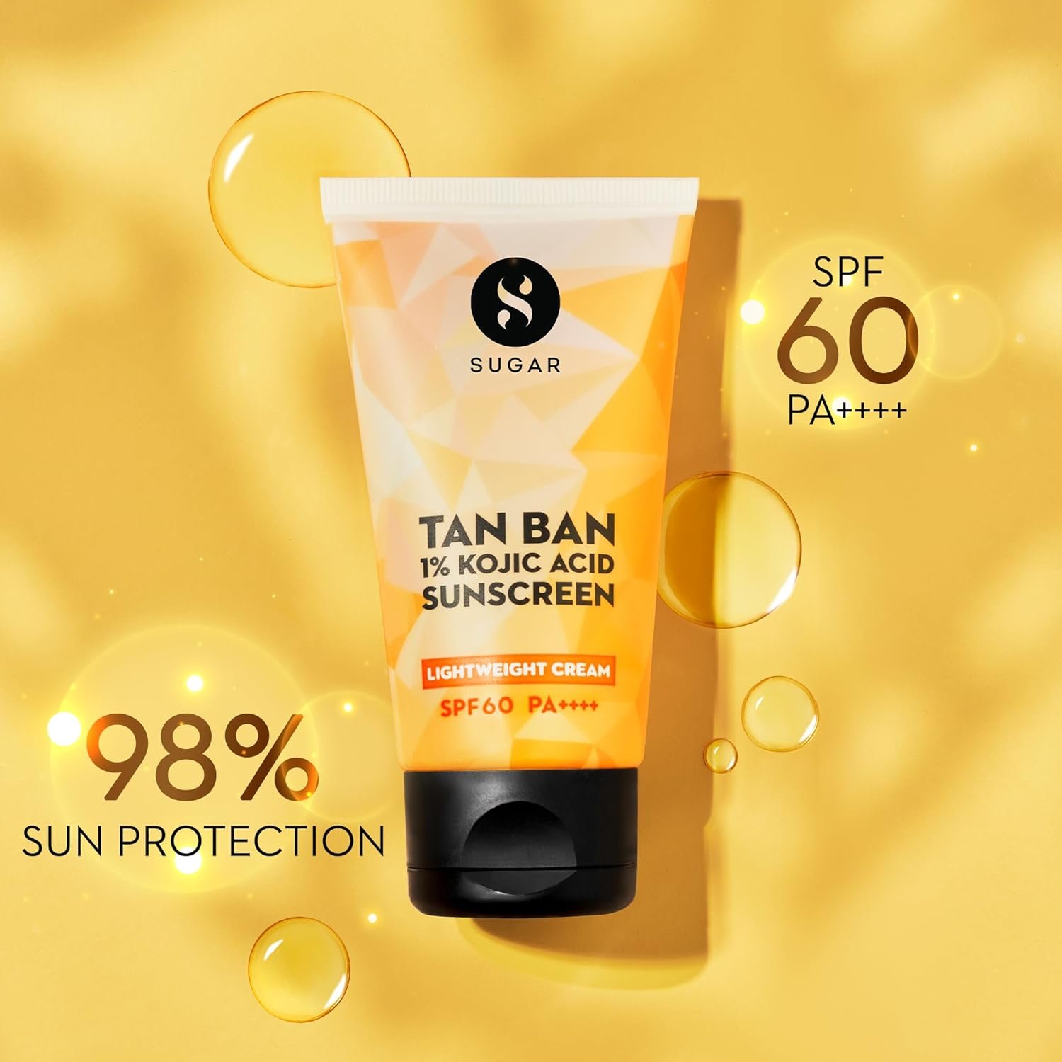 SUGAR Cosmetics Tan Ban 1% Kojic Acid Sunscreen SPF60 ++++ | 1% Peptide Complex | Barrier Repair | No White Cast | 50ml thumbnail