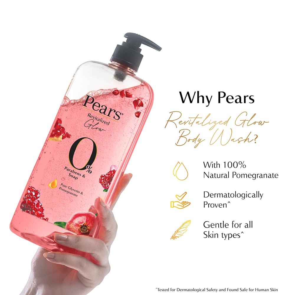 Pears 98% Pure Glycerin Revitalized Glow Body Wash with Pomegranate and 0% Parabens & Soap for a Revitalized Glow, 750ml thumbnail
