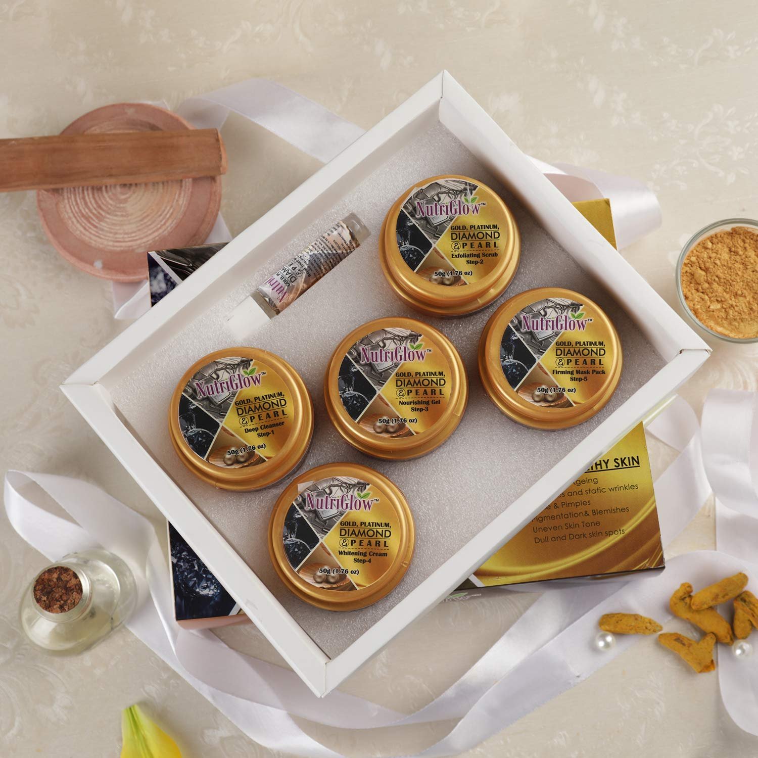 NutriGlow Gold Platinum DIamond And Pearl Facial Kit For Glowing Skin 6-Pieces Skin Care Kit thumbnail