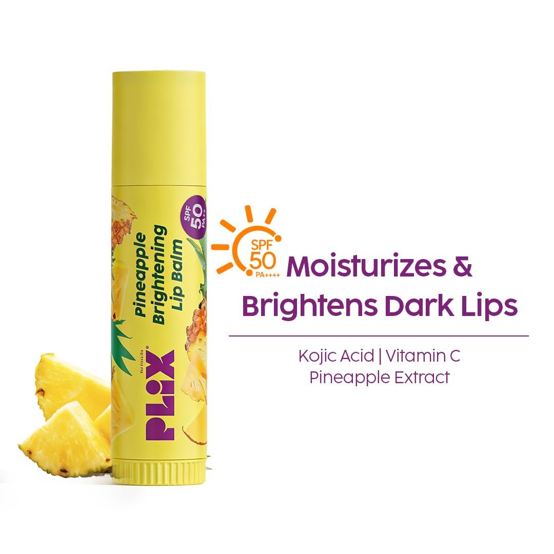PLIX - THE PLANT FIX Pineapple Brightening Lip Balm with SPF 50 | Kojic Acid & Vitamin C | SPF 50 PA ++ | Fades Pigmenation | Brightens Dark Lips | Sun Protection | Dermatogically Tested | 4 thumbnail