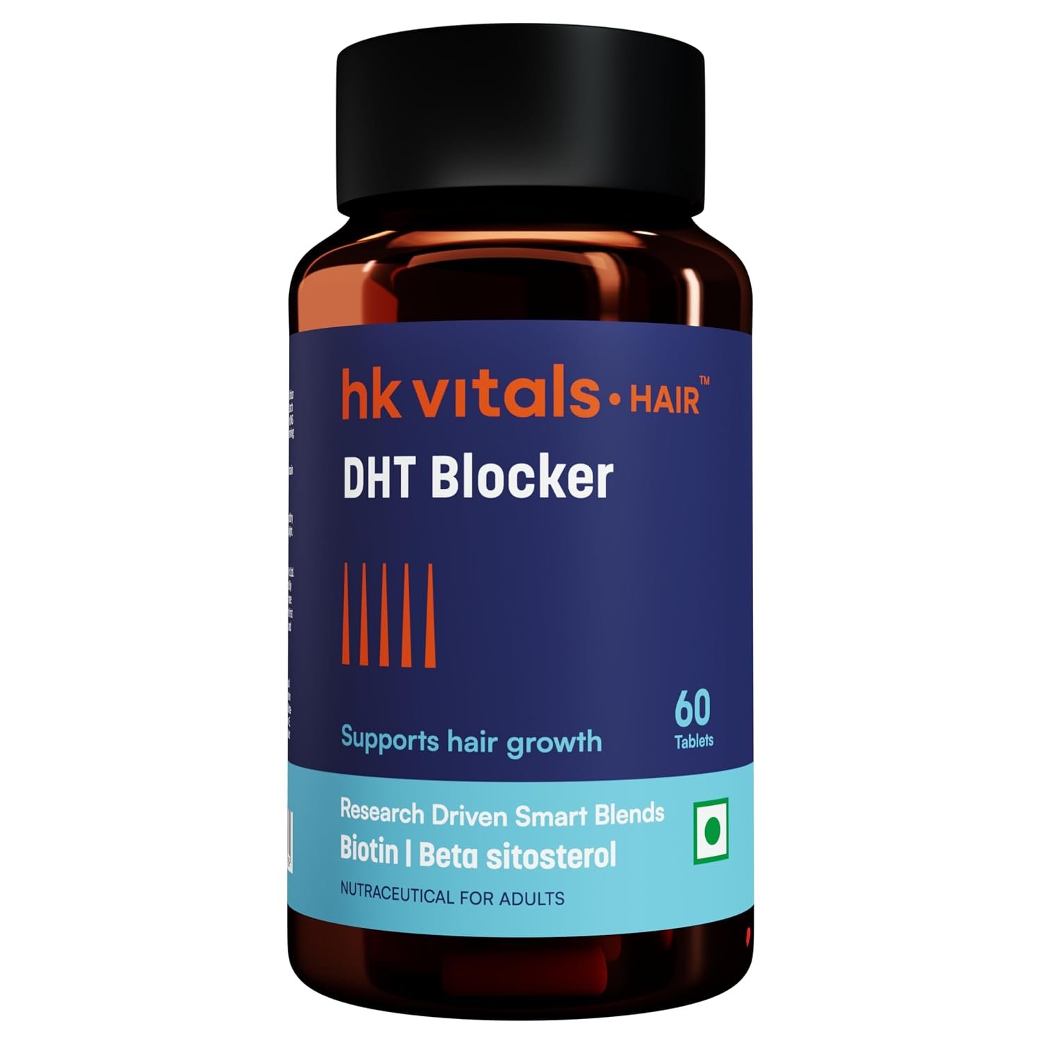hk vitals DHT Blocker with Biotin, 60 Tablets Stinging Nettle and Soya Protein | Helps Reduce Hair Fall, Stimulates Hair Growth thumbnail