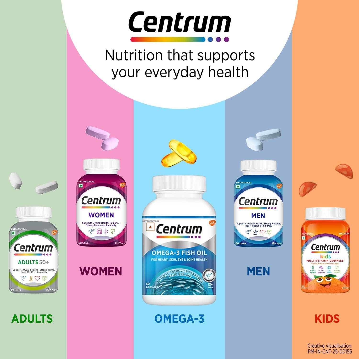 Centrum Omega 3 Fish Oil Capsules 1000mg Supplements | Omega 3 with 180mg EPA, 120mg DHA for Hair and Skin Health, Joint Health, Brain Health | No Fishy Aftertaste - 60 Capsules thumbnail