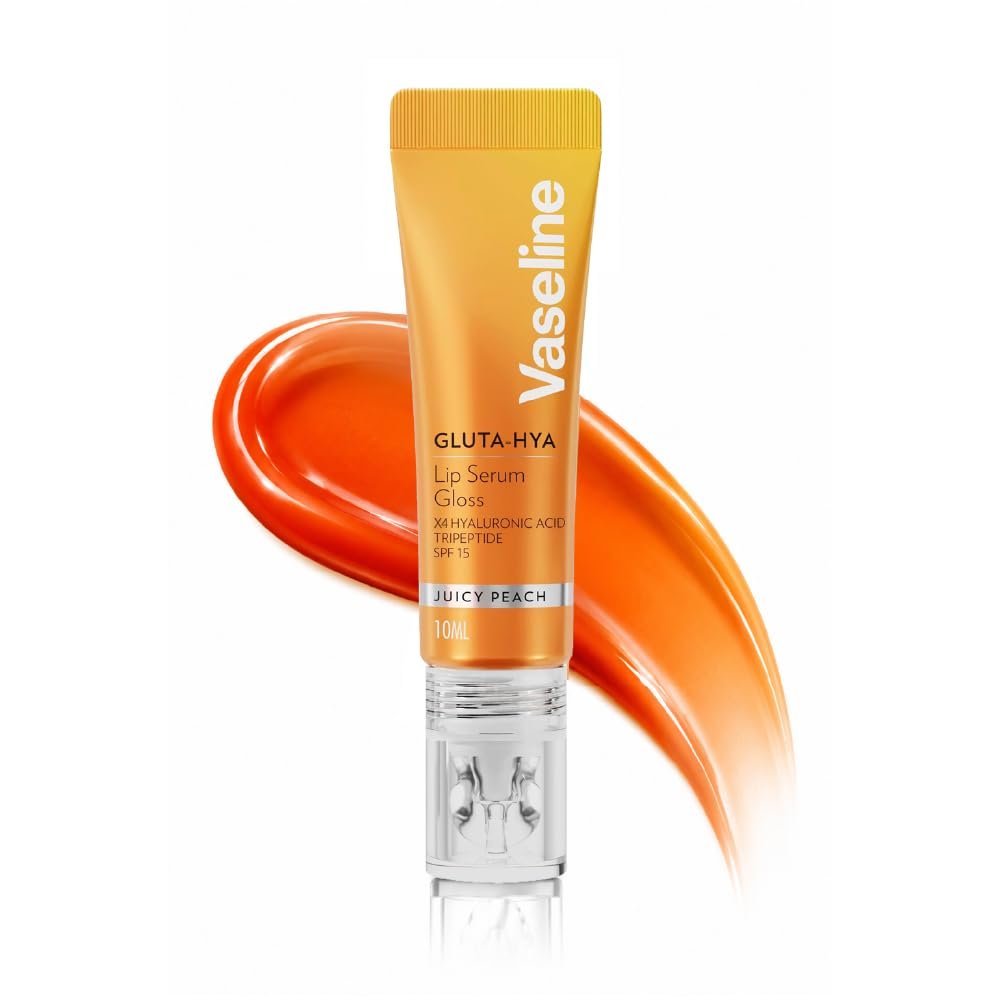 Vaseline Gluta-Hya Juicy Peach Lip Gloss, Serum Lip Care with Hyaluronic Acid and GlutaGlow Technology, Tints, Plumps and Protects with SPF15 for Plumper Lips | 10 ml