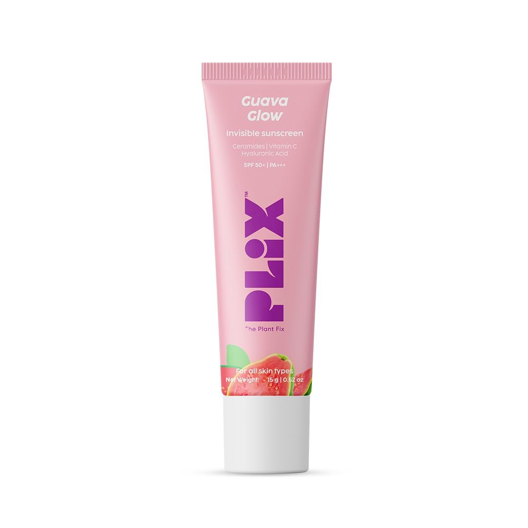PLIX THE PLANT FIX Glow Invisible Sunscreen (15gm)| No White Cast | UV Protection | Dewy Sunscreen | Vitamin C & Guava Extract | Broad Spectrum Protection | SPF 50 PA +++ | For Daily Use