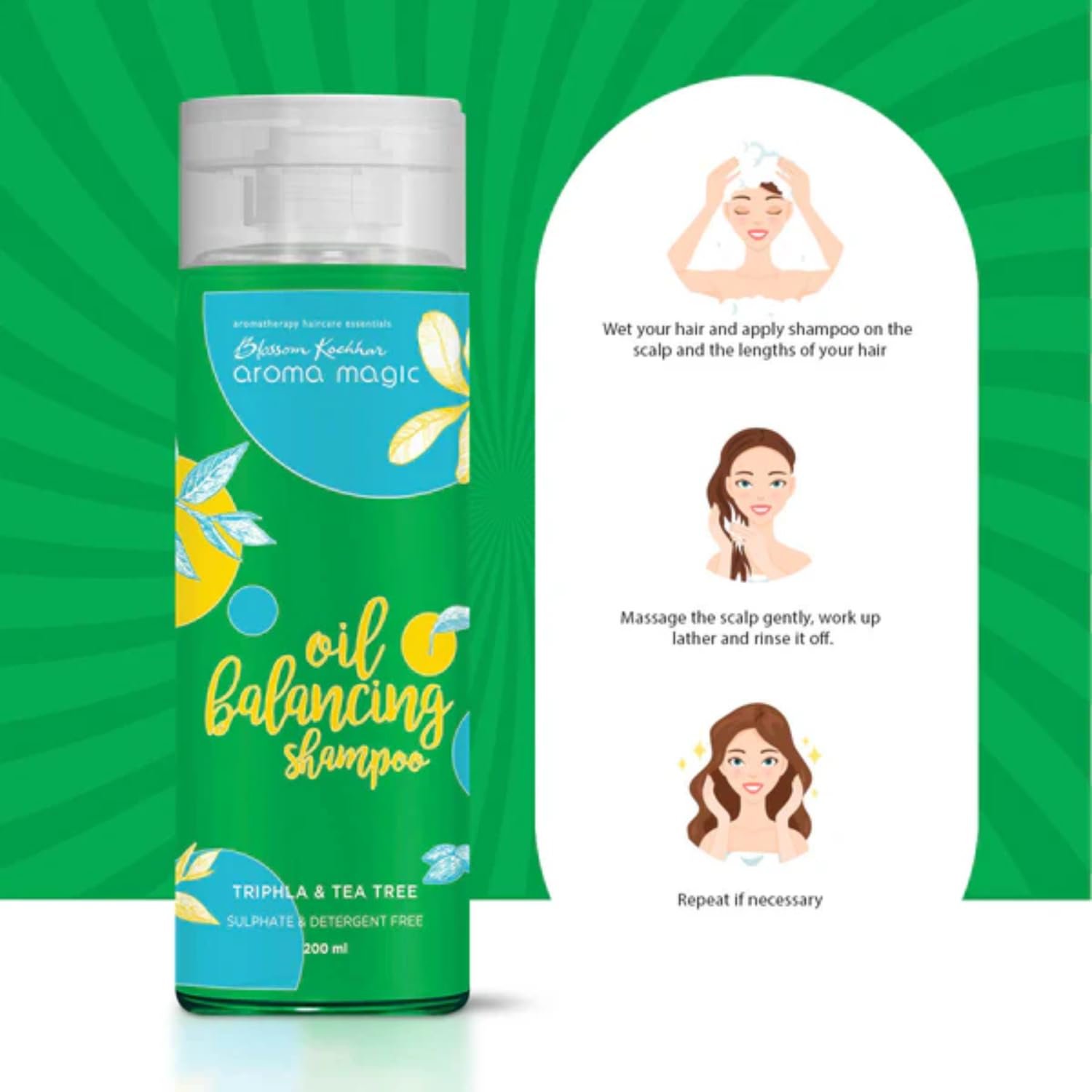 Aroma Magic Oil Balancing Shampoo | Nourishes scalp, repairs damage, unclogs follicles & balances pH | with Fennel, tea tree & neroli oils, witch hazel, triphala & shikakai | 200ml thumbnail