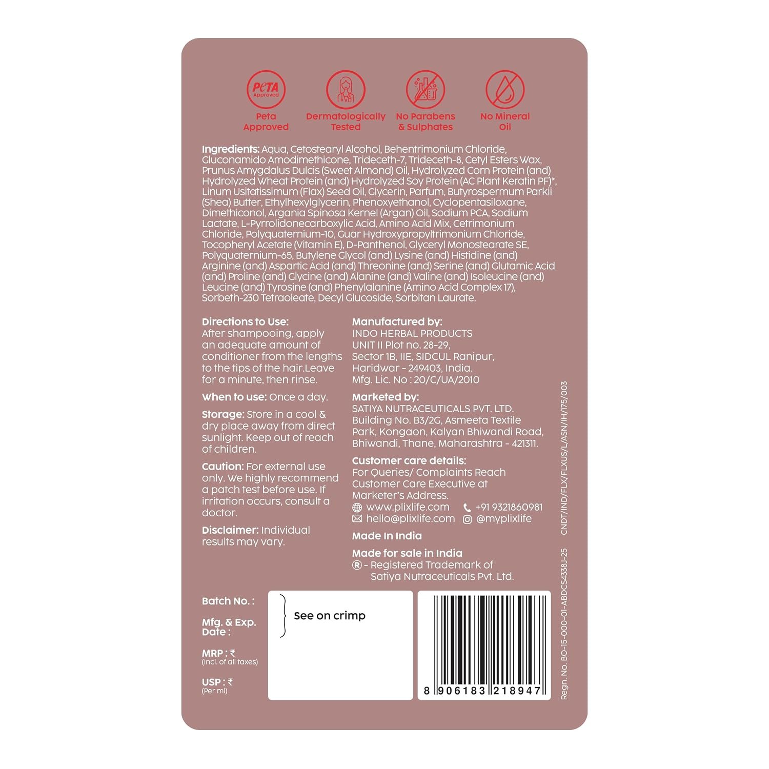 PLIX - THE PLANT FIX Flaxseed Ultrasmooth Advanced Conditioner | Plant Keratin PF & Flaxseed Oil | Smooth & Manageable Hair | Controls Frizz | Paraben & Sulphate Free | For Men & Women | 175 thumbnail