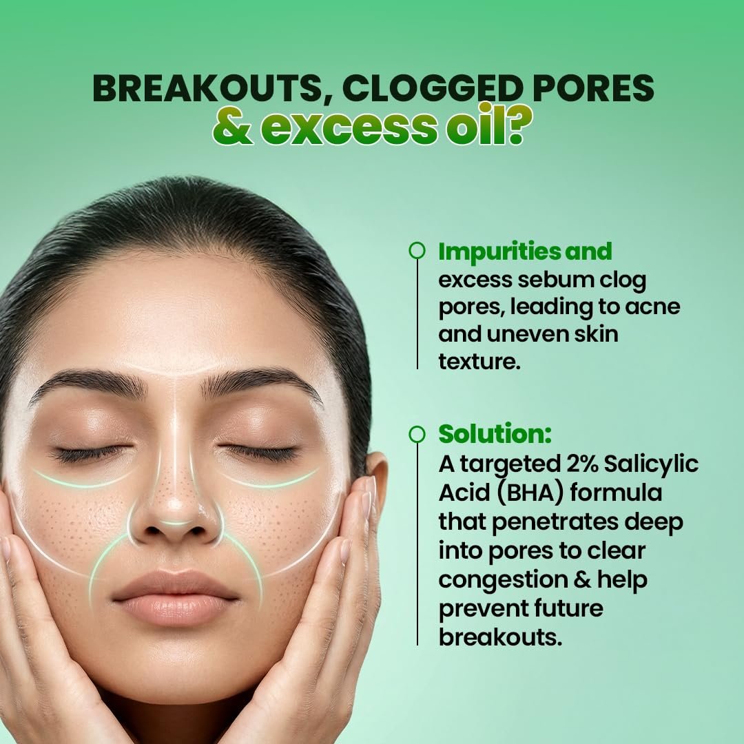 WOW Skin Science 2% Salicylic Acid Advanced Face Serum | 2% w/w Salicylic Acid + Niacinamide & Oat Extract | Clears Pores, Reduces Acne & Breakouts | For Oily & Acne‑Prone Skin | 30 ml thumbnail