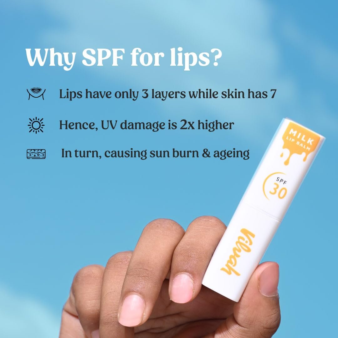 Vilvah Milk Lip Balm SPF 30 | Non-Tinted Lip Balm with Broad Spectrum UVA & UVB Protection | Intense Moisturisation & Barrier Repair | Mineral UV Filters, Soy Milk & Vitamin E | thumbnail