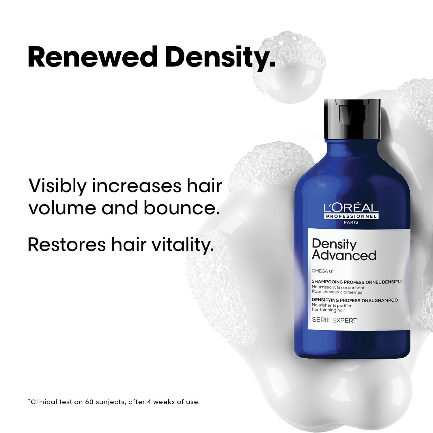 L'Oréal Professionnel Density Advanced Shampoo for Thinning Hair 300ml | Visibly Increases Volume & Bounce With Omega 6 | Restore Vitality | For Men & Women thumbnail