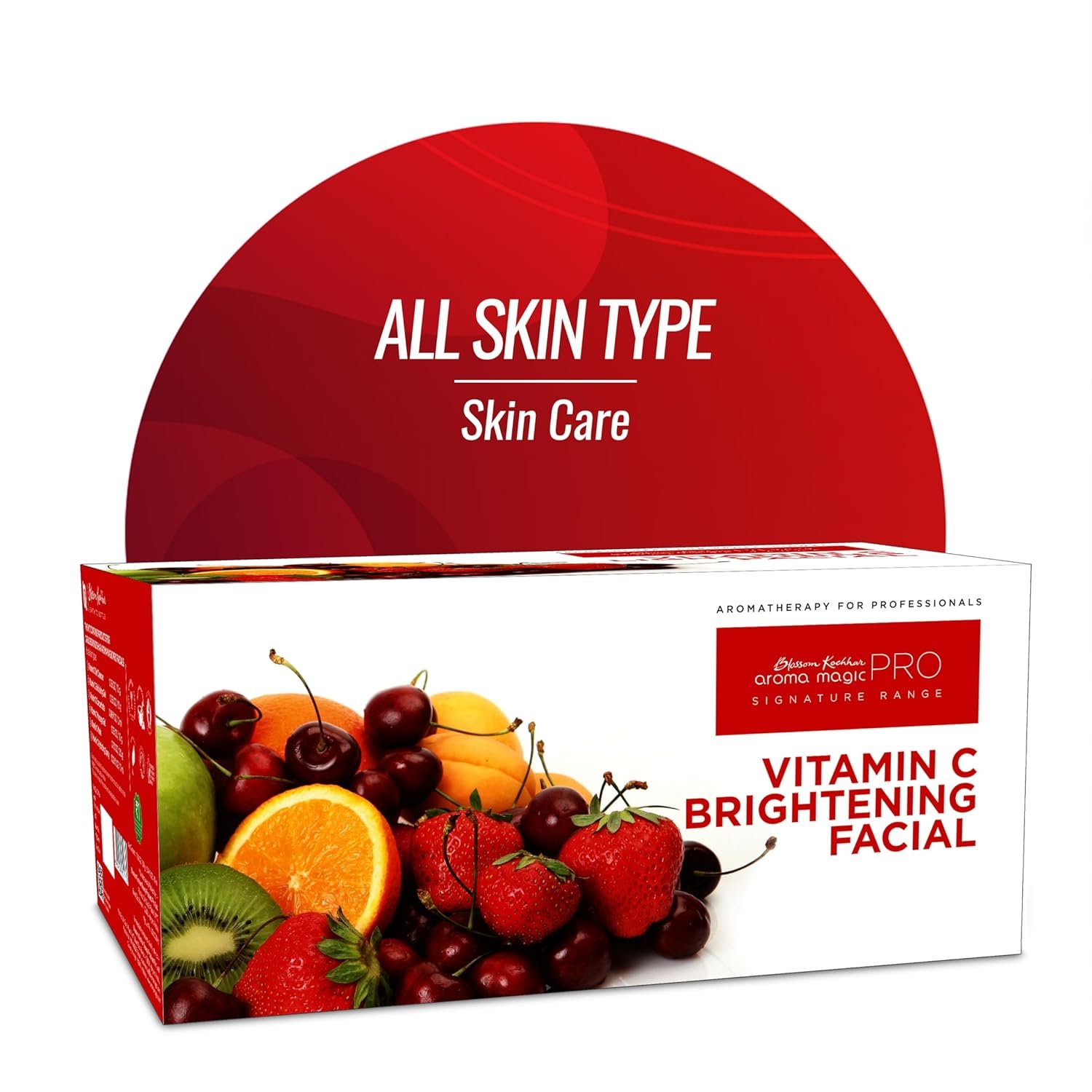 Aroma Magic 6 step Vitamin C Skin Brightening PRO Facial Kit (Signature Range) Exfoliates, Reduce sunburn, Brightens skin | Lemon Essential Oil +Almond Oil + White Ginseng | All Skin