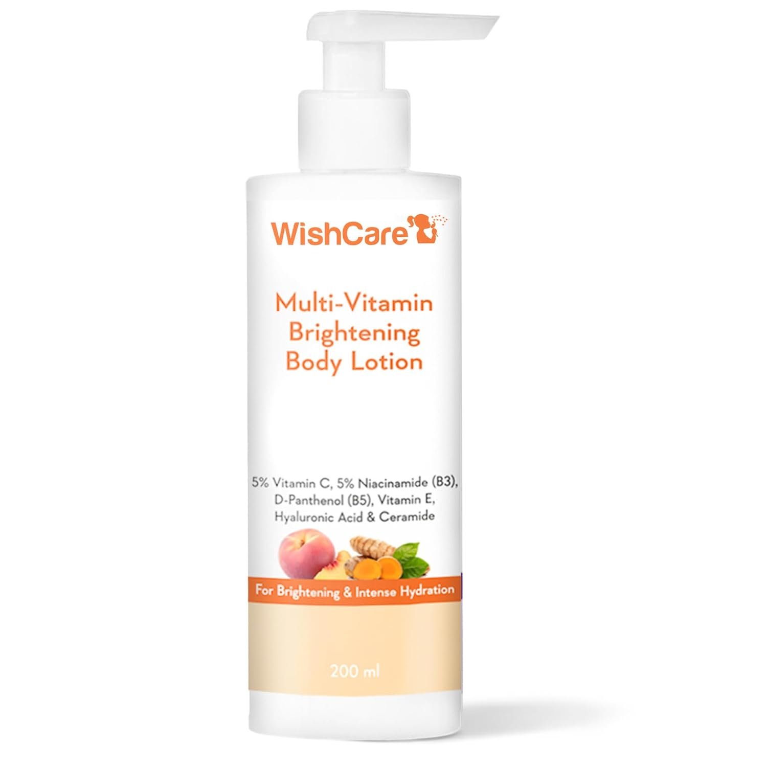 WishCare Multi-Vitamin Brightening Body Lotion - 5% Vitamin C, 5% Niacinamide(B3), Panthenol(B5), Vitamin E, Turmeric & Kakadu Plum - For Men & Women - 200 Ml