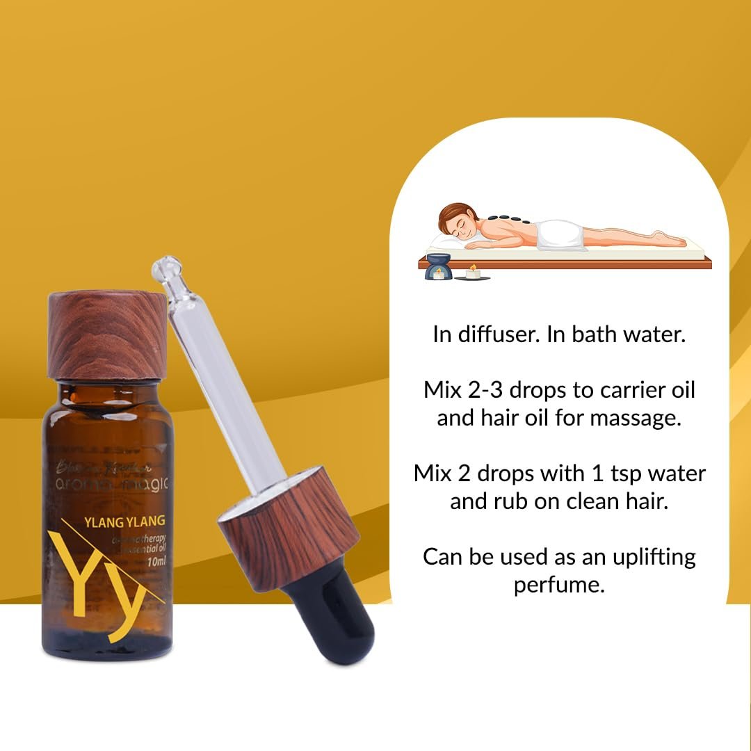 Aroma Magic Ylang Ylang Essential Oil – Pure Cananga Odorata for Energy, Skin & Hair Rejuvenation & Relaxation – 10ml thumbnail