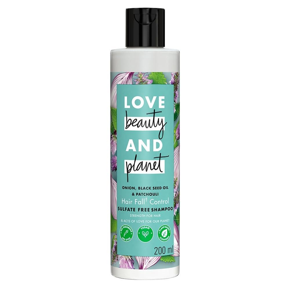 Love Beauty & Planet Onion, Black Seed & Patchouli Hairfall Control Shampoo | Natural Hair Cleanser for Stronger, Healthier-Looking Hair | Sulfate-Free & Paraben-Free Formula | 200ml thumbnail
