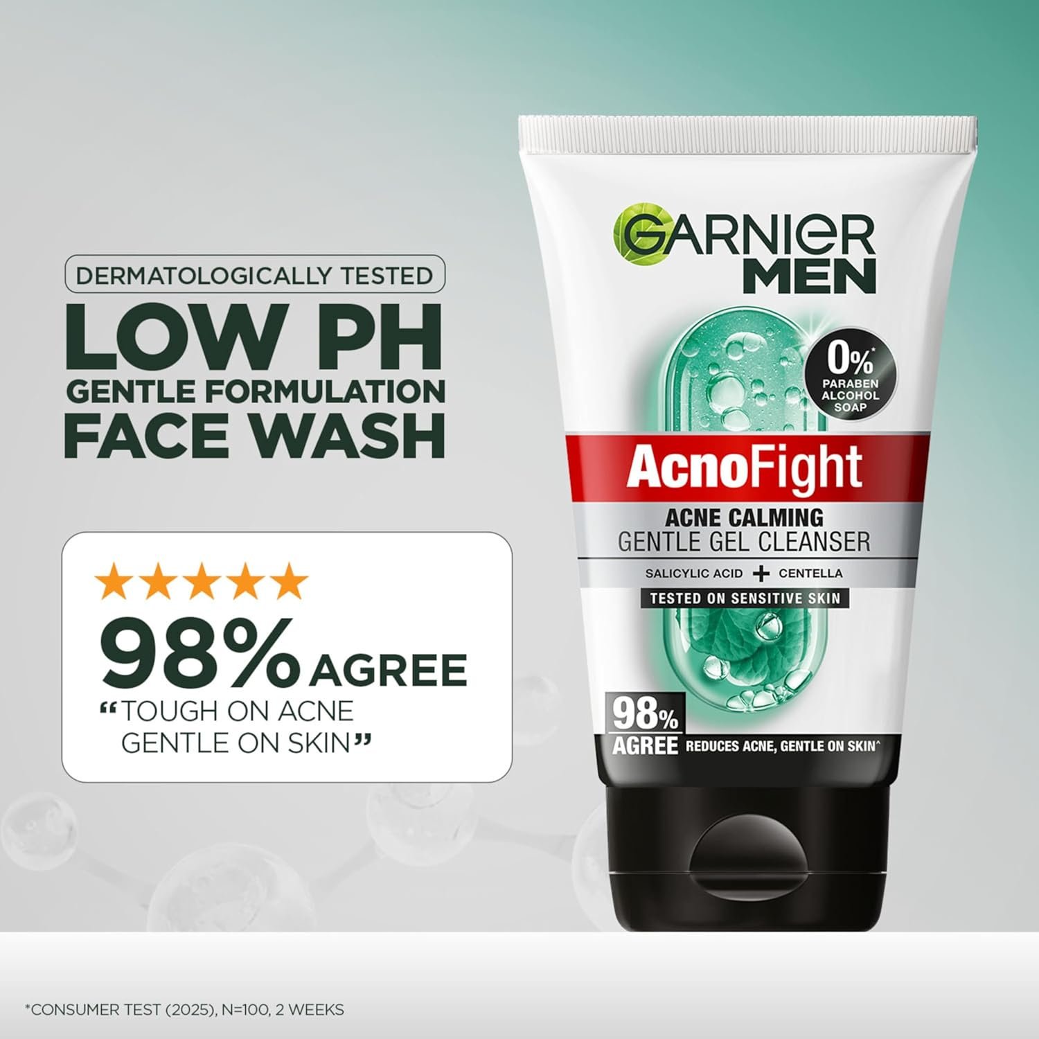 Garnier Men Acno Fight Gentle Cleanser Facewash | For Acne-Prone, Sensitive Male Skin | 100g thumbnail