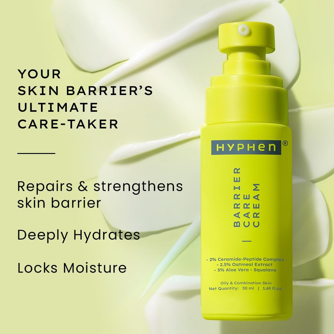 Hyphen 2% Ceramide-Peptide Complex Barrier Repair Face Moisturizer- Oily Skin | Lightweight Gel Cream, Oil-Free Hydration- Dull, Dehydrated Skin | for Women, Men -50ml thumbnail