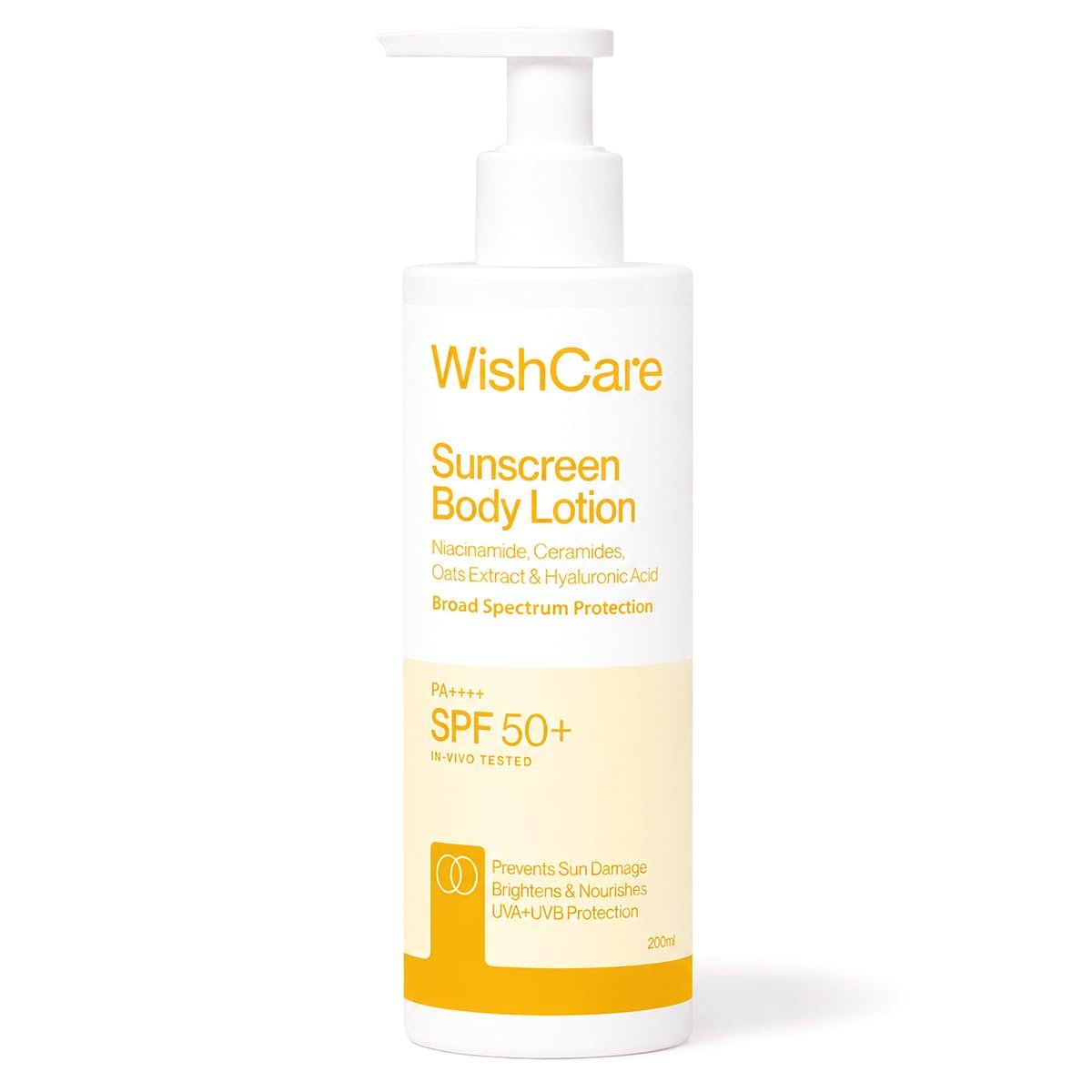WishCare Sunscreen Body Lotion with SPF 50 PA++++ In- Vivo Tested | Body Sunscreen SPF50 With Broad Spectrum UVA & UVB Protection, No White Cast |   For Women & Men | 200ml