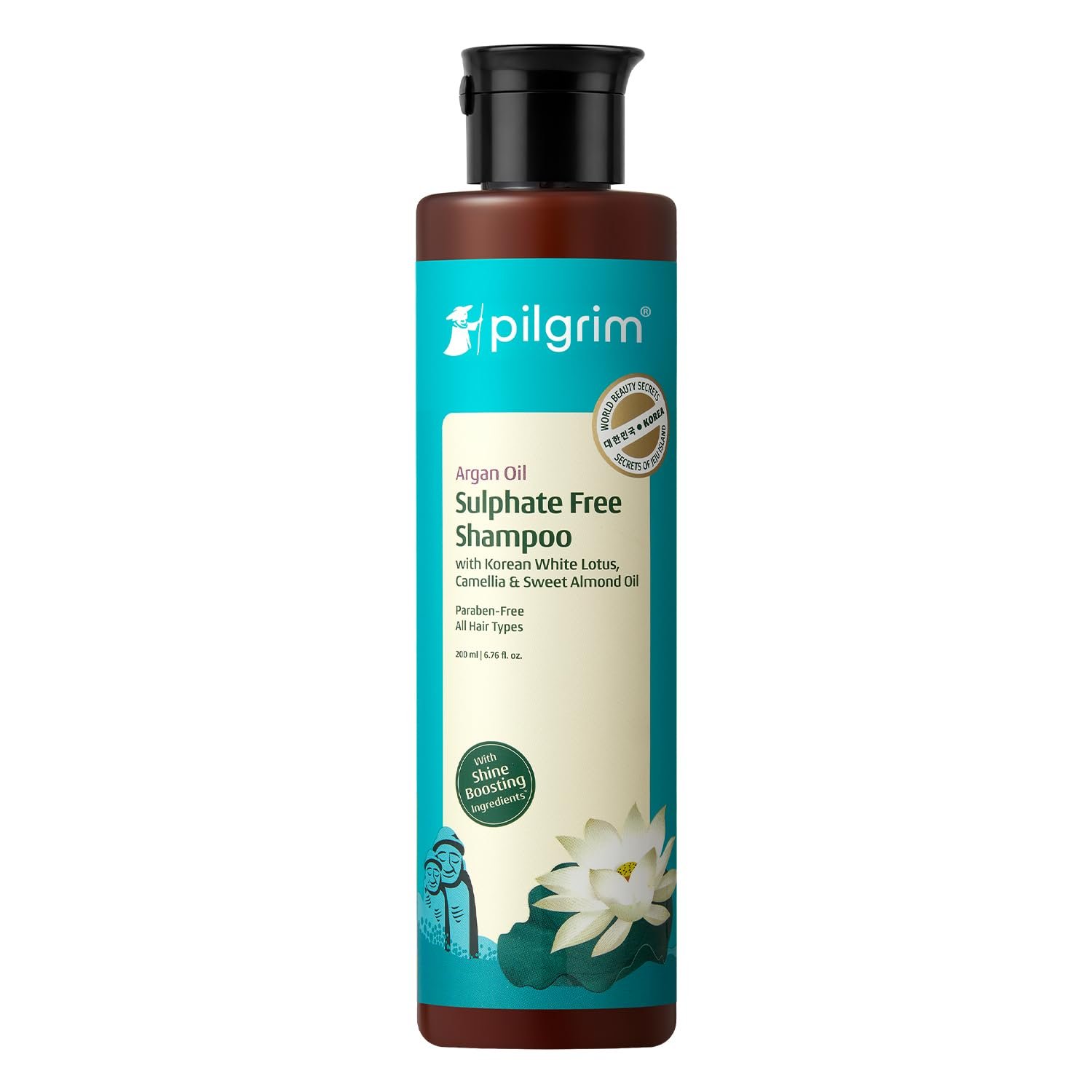 Pilgrim Mild Sulphate Free Shampoo (Argan Oil) For Dry Frizzy Hair, Men and Women, No Sulphate No Paraben, Korean Beauty Secrets (Shampoo), 200ml thumbnail
