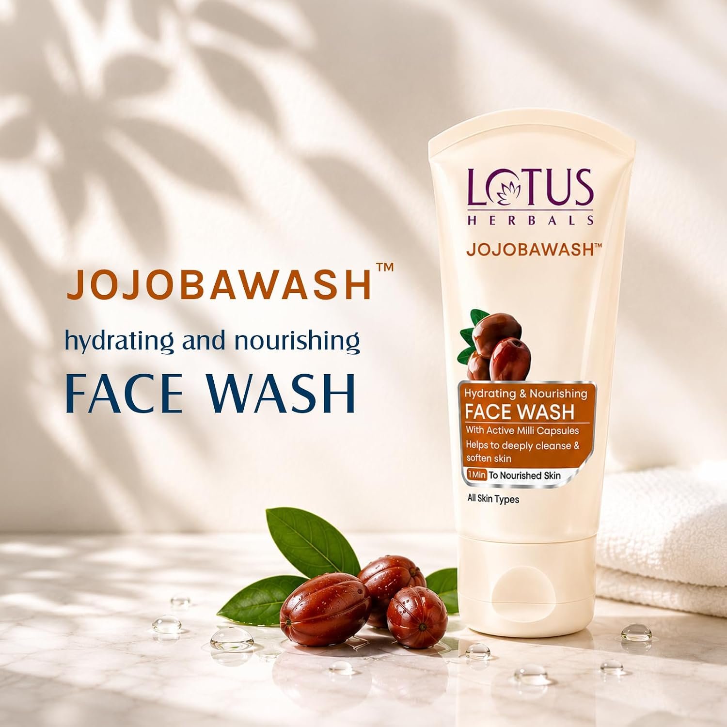 Lotus Herbals Jojoba Face Wash, Active Milli Capsules, 120g thumbnail