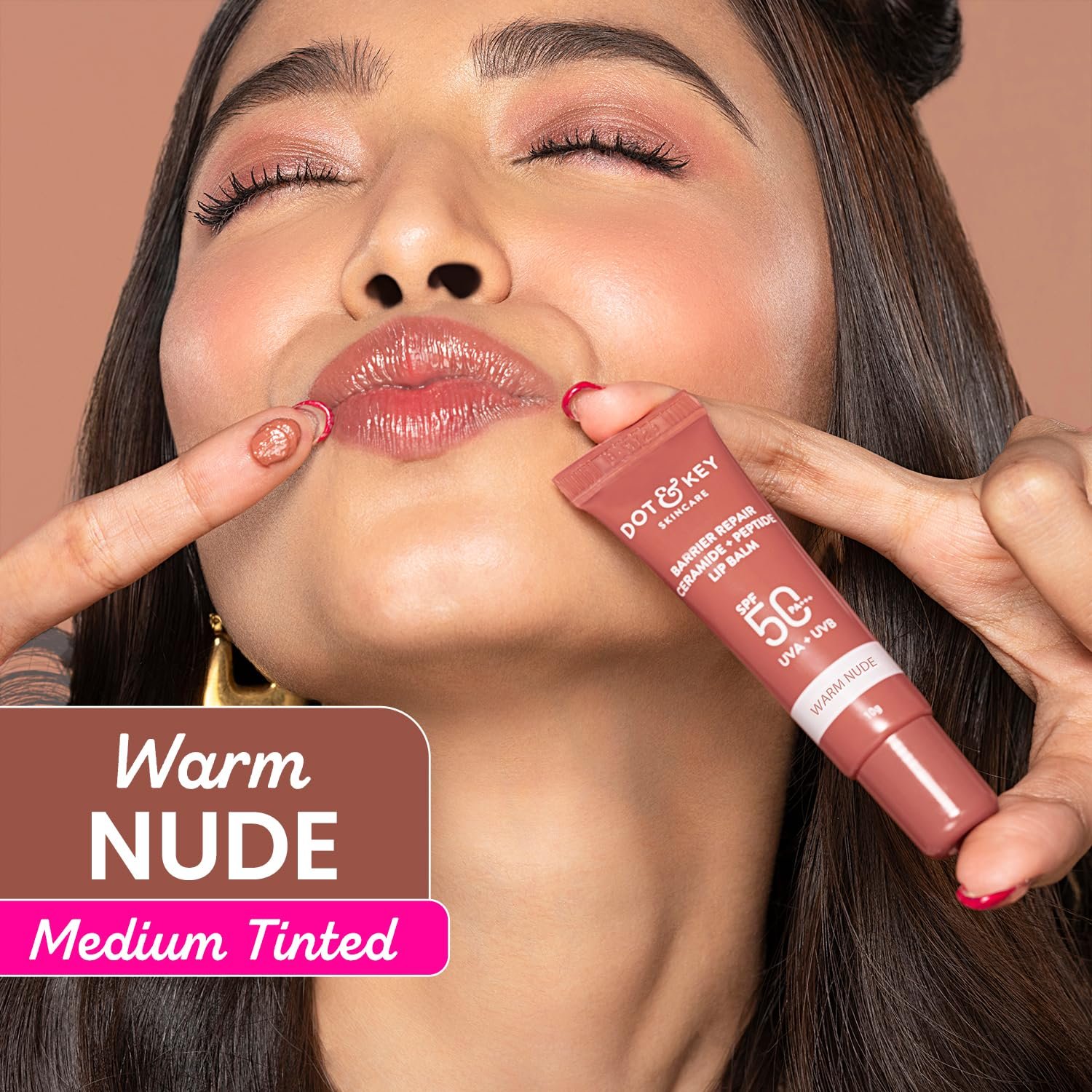 Dot & Key Ceramide & Peptide Barrier Repair Lip Balm SPF 50, PA+++ | Warm Nude | UVA/UVB Protection | Soft Tinted Lip Moisturizer | 10g thumbnail